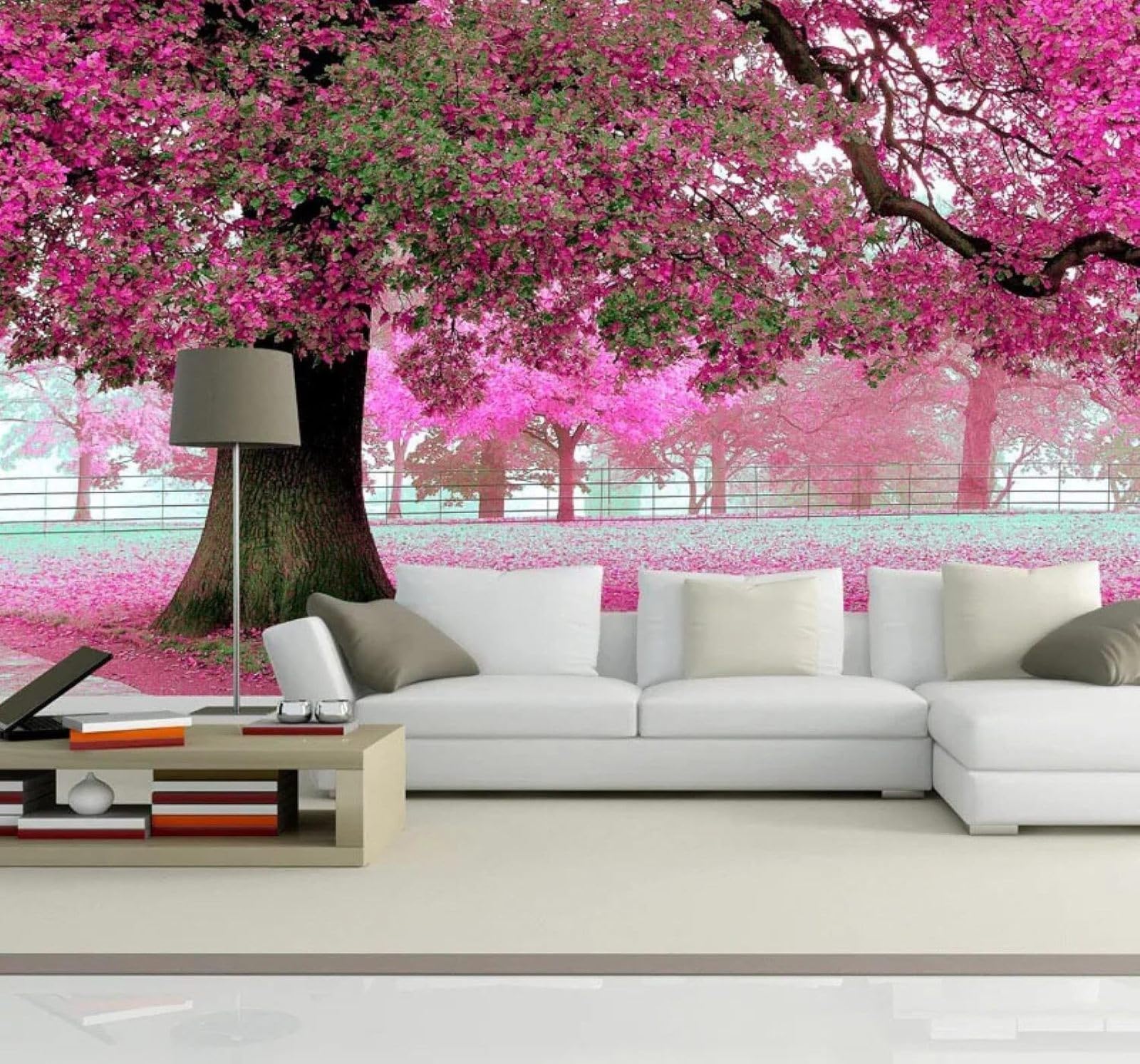 Xlming 400Cm×280Cm(B×H) Beautiful Cherry Blossoms Large Trees Garden Landscape 3D Wallpaper Luxury Home Dining Decor Paste Sofa Living Room The Wall For Bedroom Mural-400Cm×280Cm