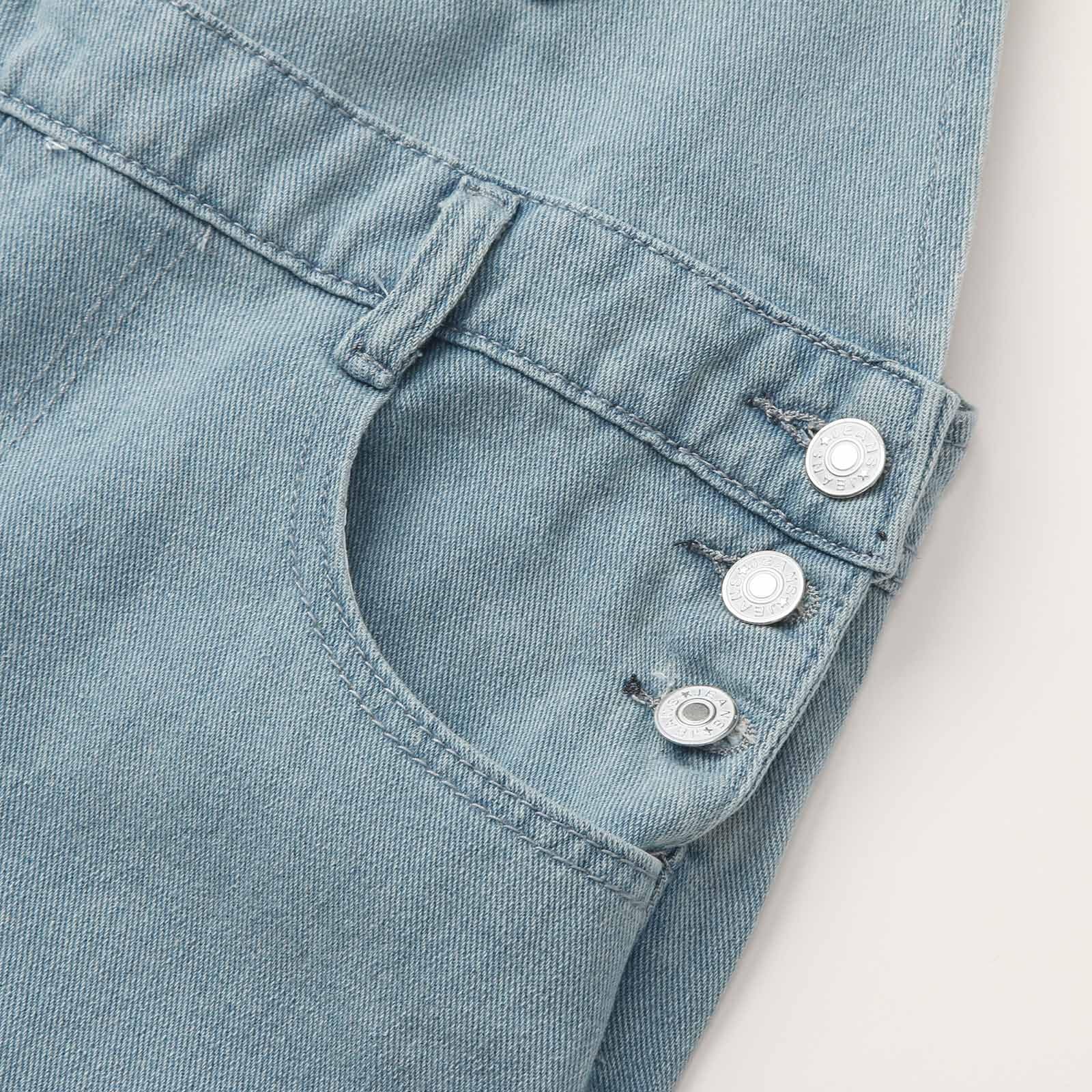 Generisch Salopette in jeans da donna, casual, elasticizzate, regolabili