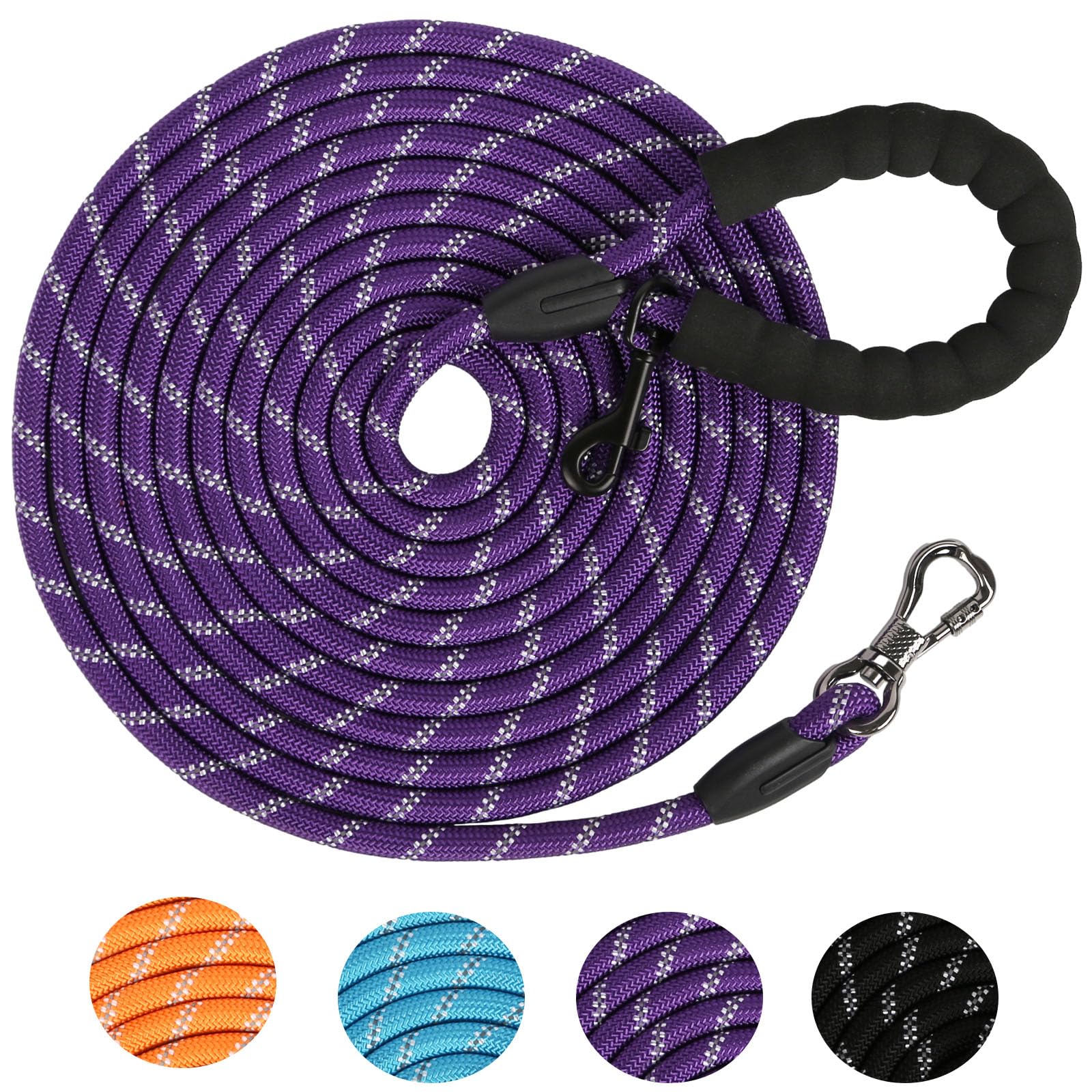 Long Leash for Dog Training 16FT/30FT/50FT/100FT, Reflective Dog Leash with Lockable Hook, Heavy Duty Dog Lead Tie Out Rope for Large Medium Small