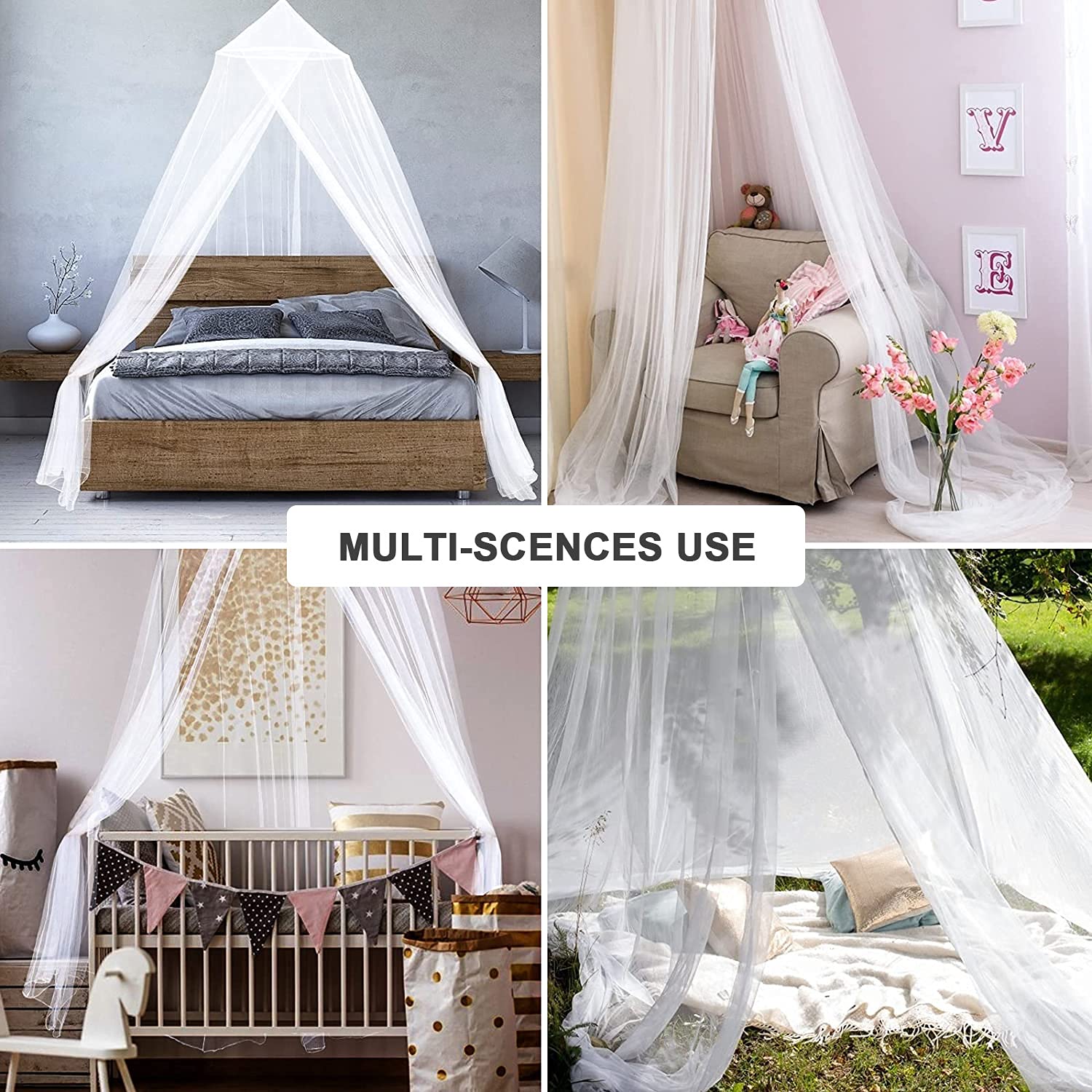Grand Moustiquaire Ciels pour Lit Simple King Size Ou Double, Adapté à La Protection Contre Les Insectes (XL)