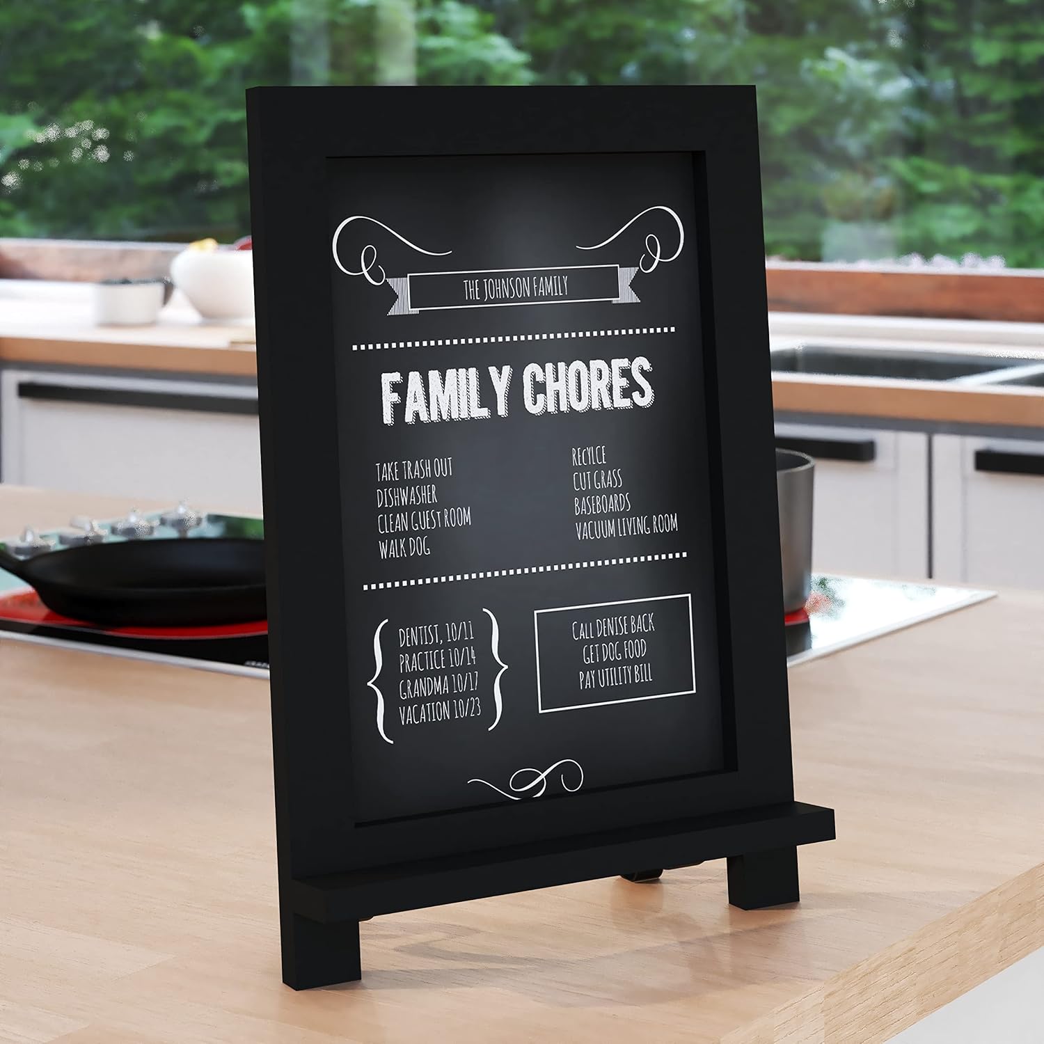 Merrick Lane Canterbury 10 Pack Tabletop Magnetic Chalkboards - Black Finish - 9.5" x 14" - Metal Folding Legs - Hanging Message Board - Counter Memo Board