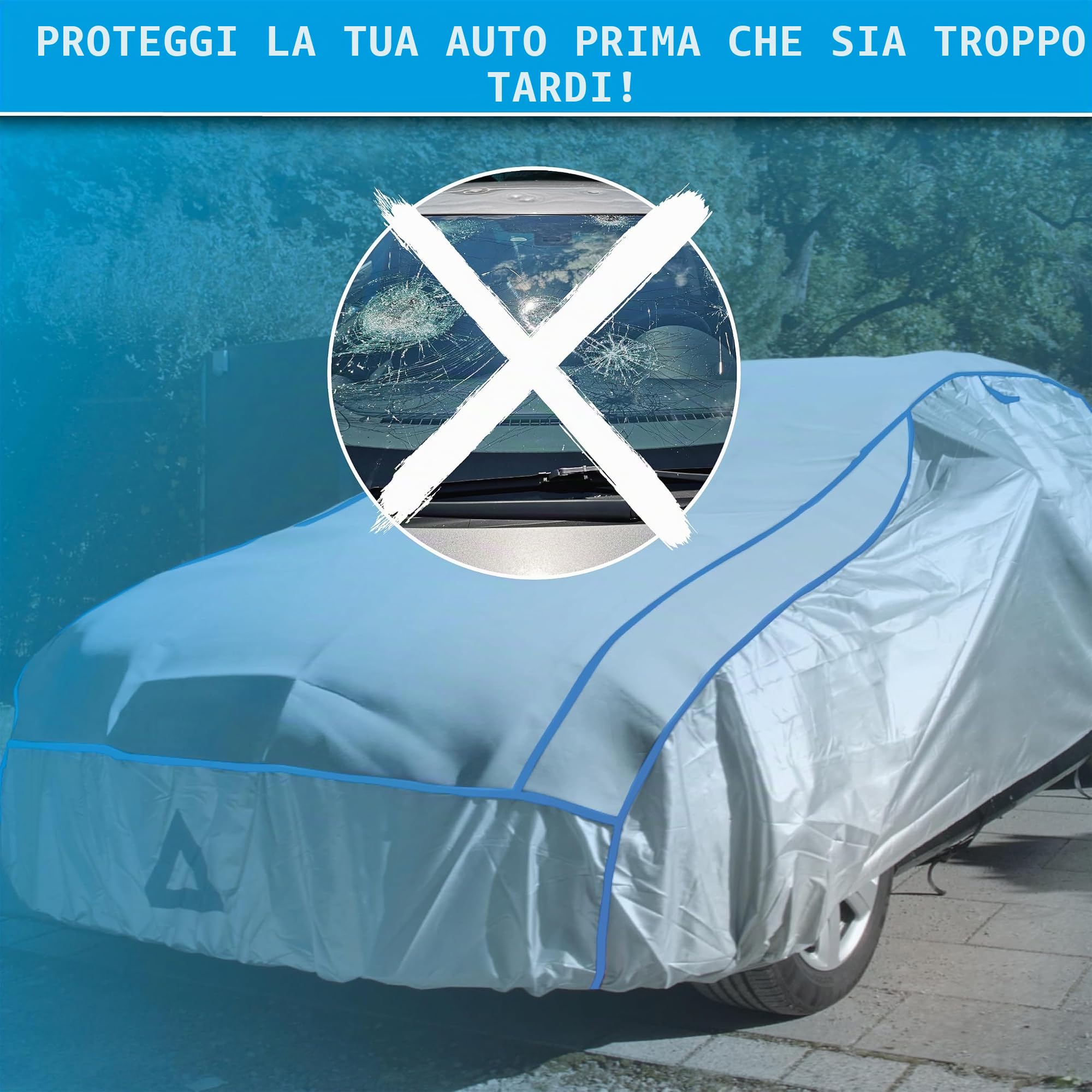 WALSER telone antigrandine per auto, telone antigrandine per auto, telone Auto Comfort Protect, copertura per garage per auto, copertura per auto 100% poliestere, copertura per auto SUV XL