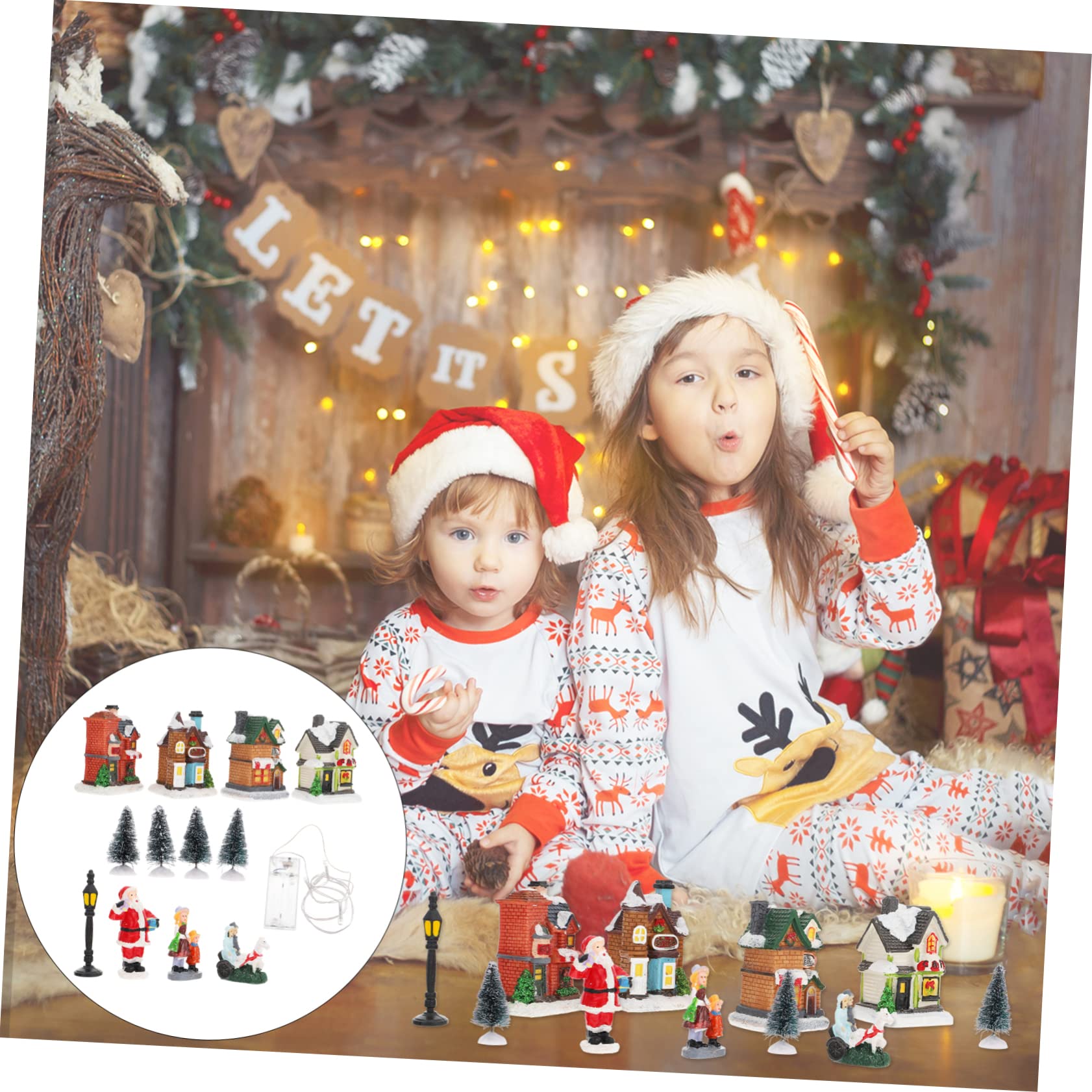 Zerodeko Adornos Luminosos para Casas de Nieve Casa Navideña Iluminación LED de Pueblo Navideño Iluminación LED para Decoración de Fiestas Interiores