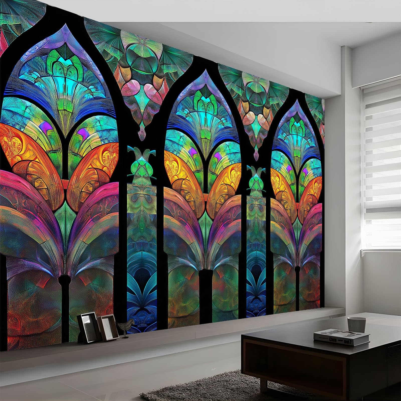 Fototapeta Gothic Glass Fantazyjny łuk 500 x 280 cm Fototapeta - Dekoracja Plakat Sztuka Tapeta Nowoczesna Ściana do Domu Biura Sypialnia Salon, Kolor