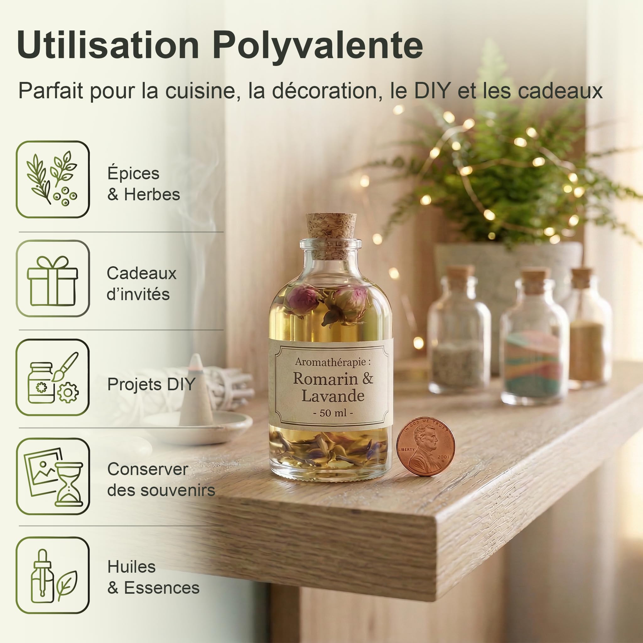 72 Fioles Verre 50ml, Petite Bouteille en Verre 50 ml - Mini Bouteille Verre Flacon Mignonette Alcool Vide Bouchon Liège Cadeau Décoration