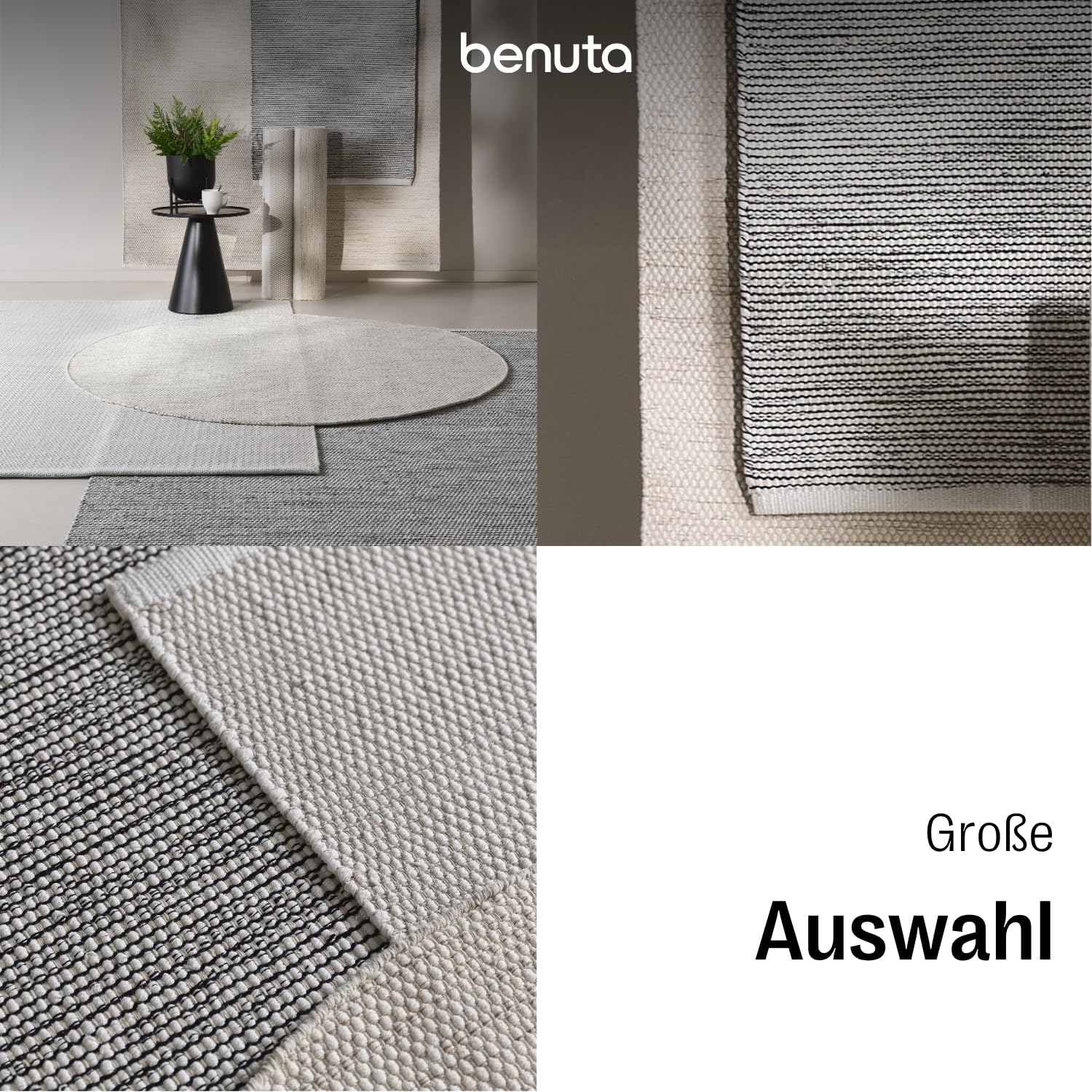 benuta Basic handgewebter Baumwollteppich Ron - Creme 80x250 cm - Handwebteppich aus 100% Baumwolle - Läufer im Style: Uni, Minimalistisch, Natural Living - Pflegeleicht für Wohnzimmer Schlafzimmer
