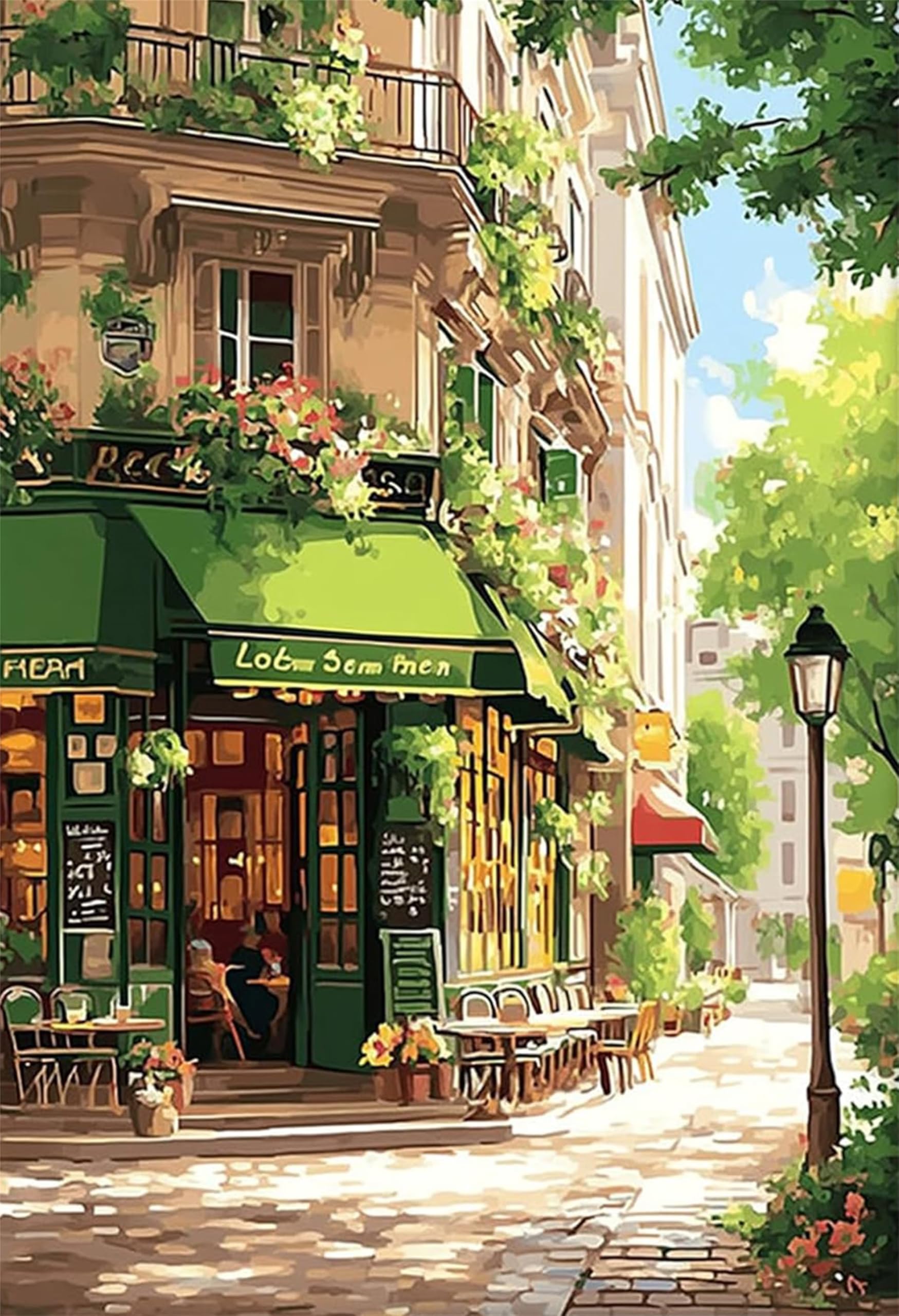 Nianxi DIY Paint by Numbers for Adults,Painting by Number Kits on Canvas,Bookstore Color by Numbers for Beginner,Gifts Decor for Home Wall Room (Restaurant)