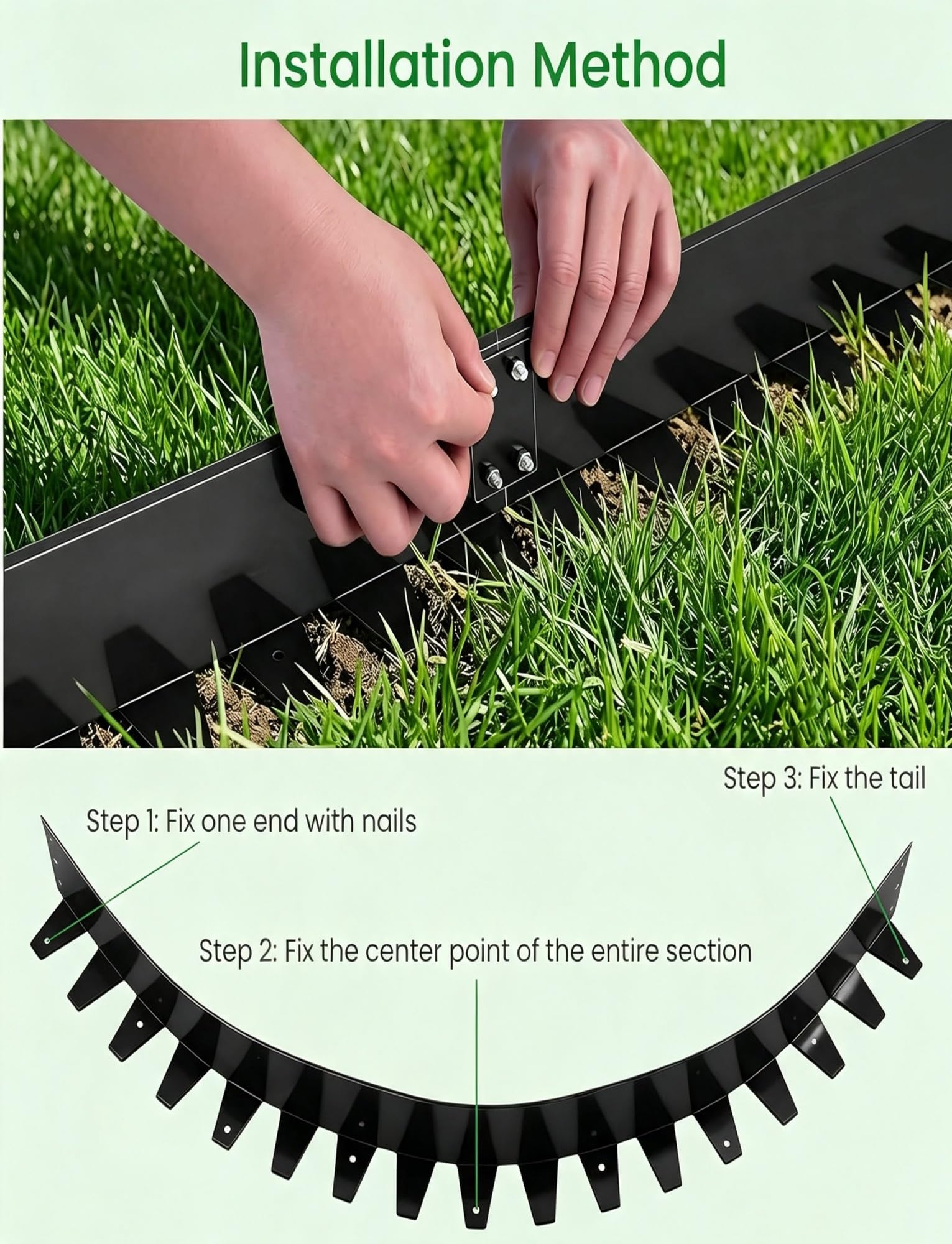 Bordure De Jardin Flexible 1 M ; Acier Inoxydable Résistant À La Rouille; Facile Façonner(Black,W3xh15cm/1.2x5.9in)
