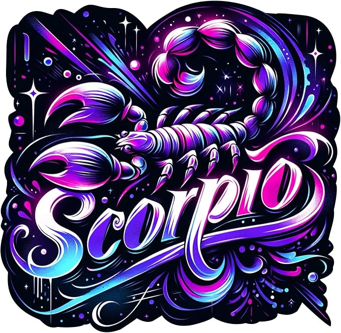Zodiac Sticker (3 Inch) Zodiac Signs Vibrant Watercolor Black Background Scorpio