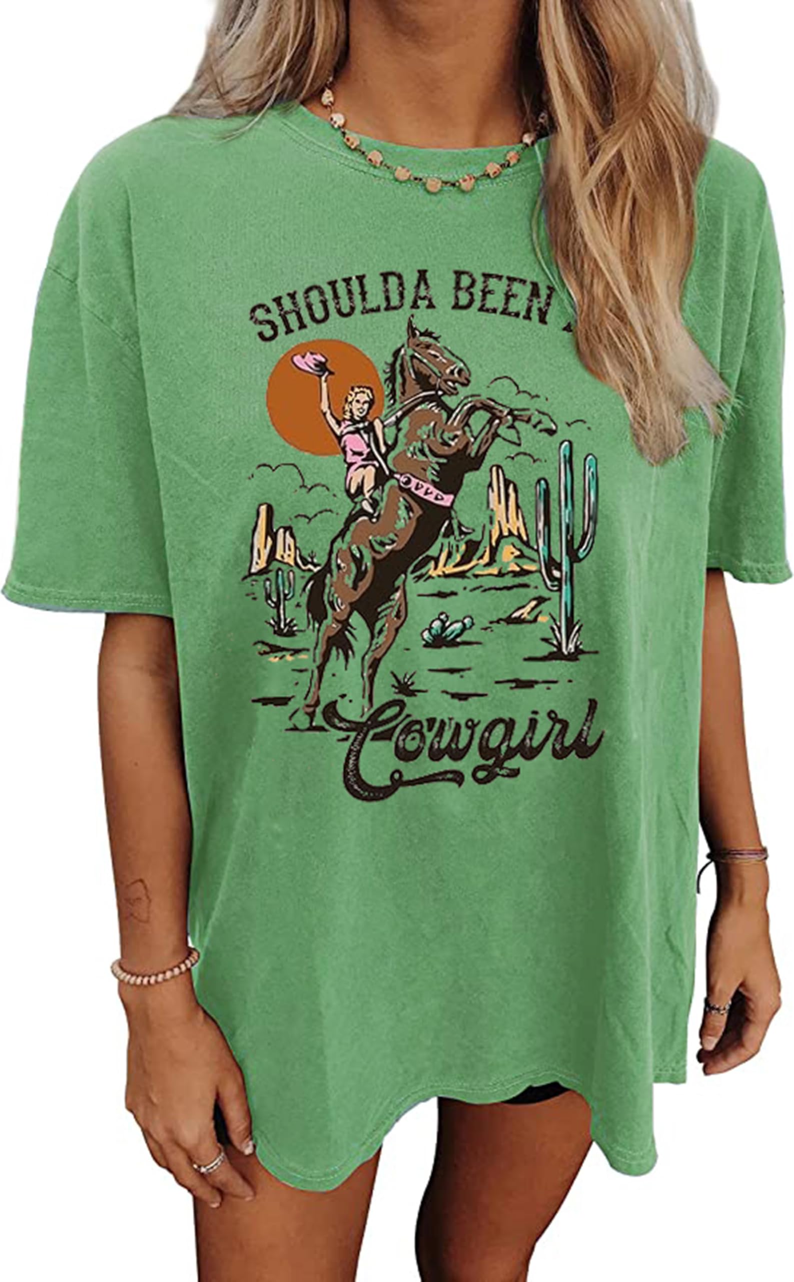 Oversized Western Rodeo Graphic Tee Short Sleeve Women Vintage Rodeo T-Shirt Casual Count…