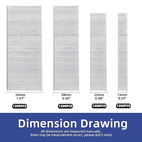Miniatura 2 de Glarks Juego surtido de 4800 uñas brad galvanizadas de calibre 18, 4 tamaños, 58 pulgadas, 1 pulgada, 1-12 pulgadas, 2 pulgadas para pistola de