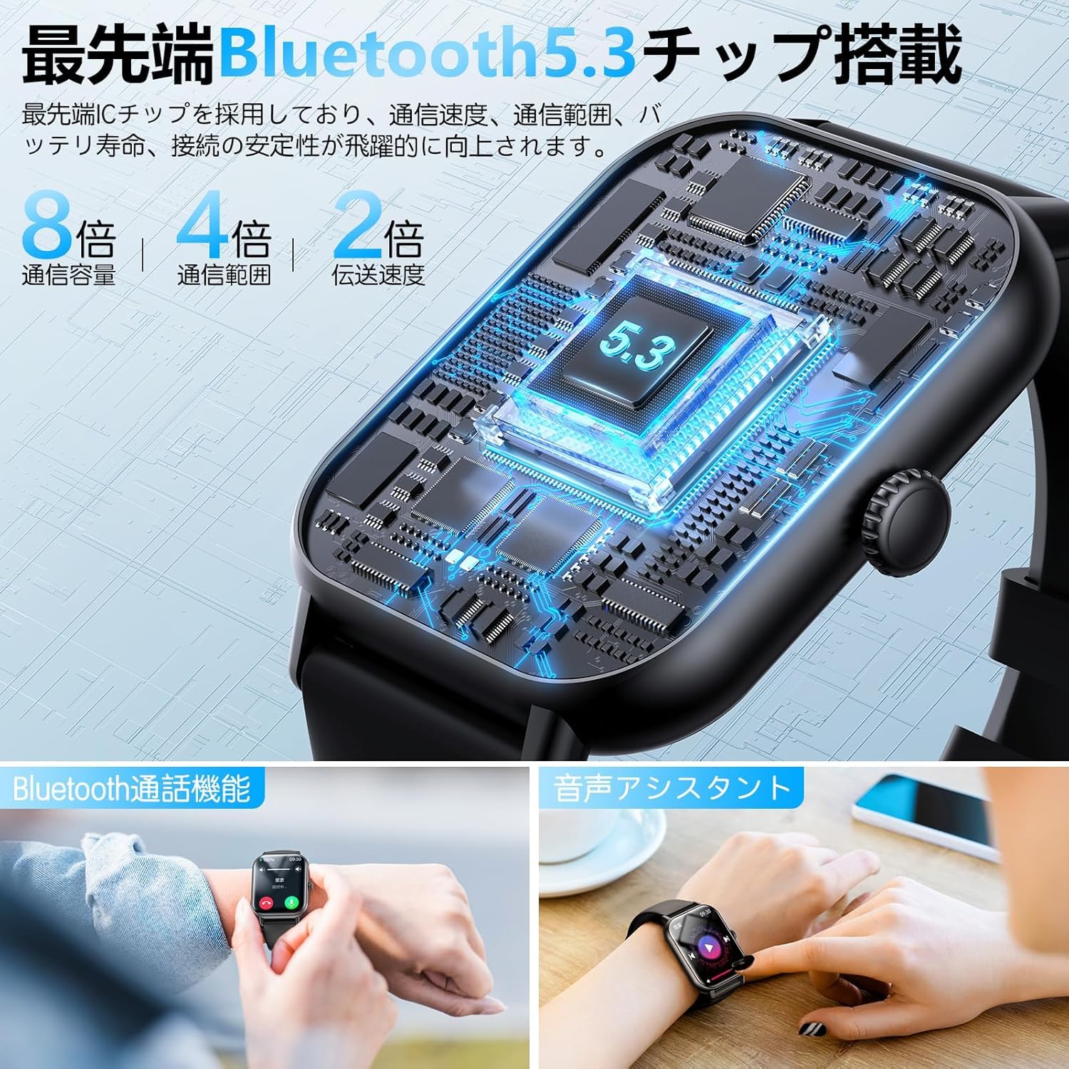 Amazon | スマートウォッチ【2024アップグレード大画面＆多機能】2.0