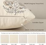 Vintage Floral Print Pillow Covers 18x18 Set of 2 Decorative Neutral Accent Throw Pillow Covers Modern Farmhouse Cushion Covers for Sofa Couch Chair Bed Living Room Home Decor, Light Brown