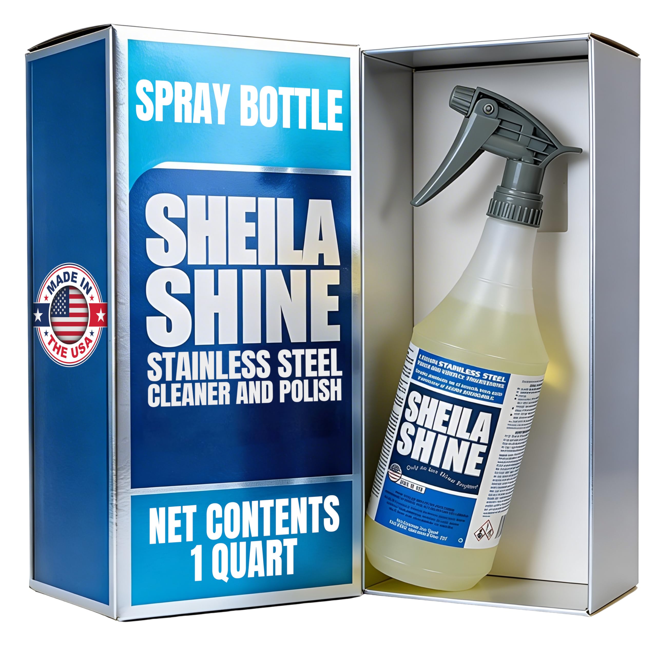Sheila Shine 32oz Stainless Steel Cleaner and Polish - Cleans, Polishes & Protects Kitchen Appliances, Refrigerators, Sinks, Ovens & Grills - Leaves