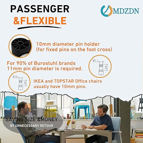 Miniatura 2 de Ruedas silenciosas sin tallo de 2 pulgadas, ruedas de repuesto para sillas de oficina, ruedas de muebles, accesorios de repuesto para sillas