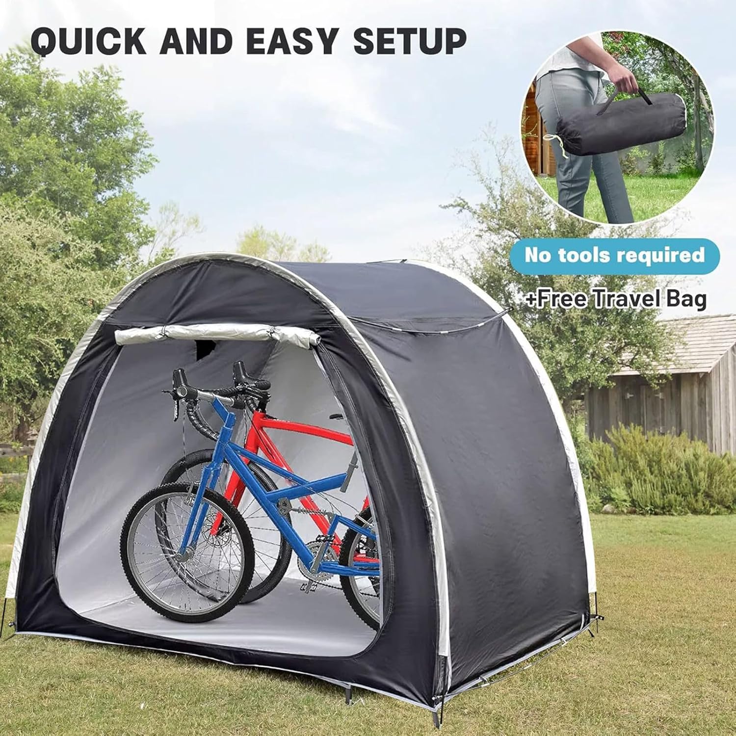 Cycling Cover Waterproof Outdoor - Motorcycle Organizer Tent, Portable Storage Shed with Balance, Dust Proof Protective Cover with Grip, Travel Supplies, Waterproof Shelter for Bike, Scooter, Patio, G