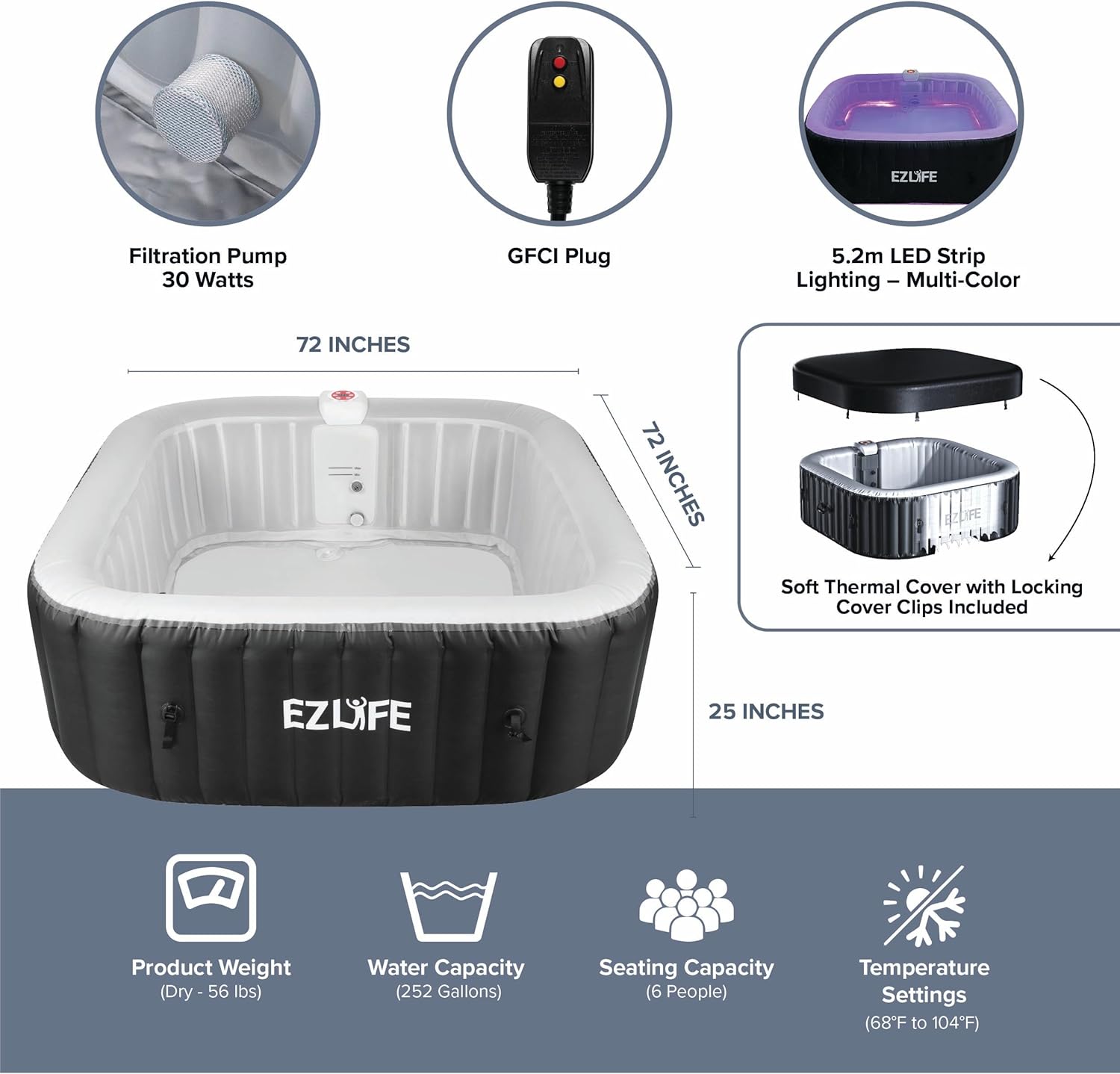 Contents of the EZLIFE hot tub package