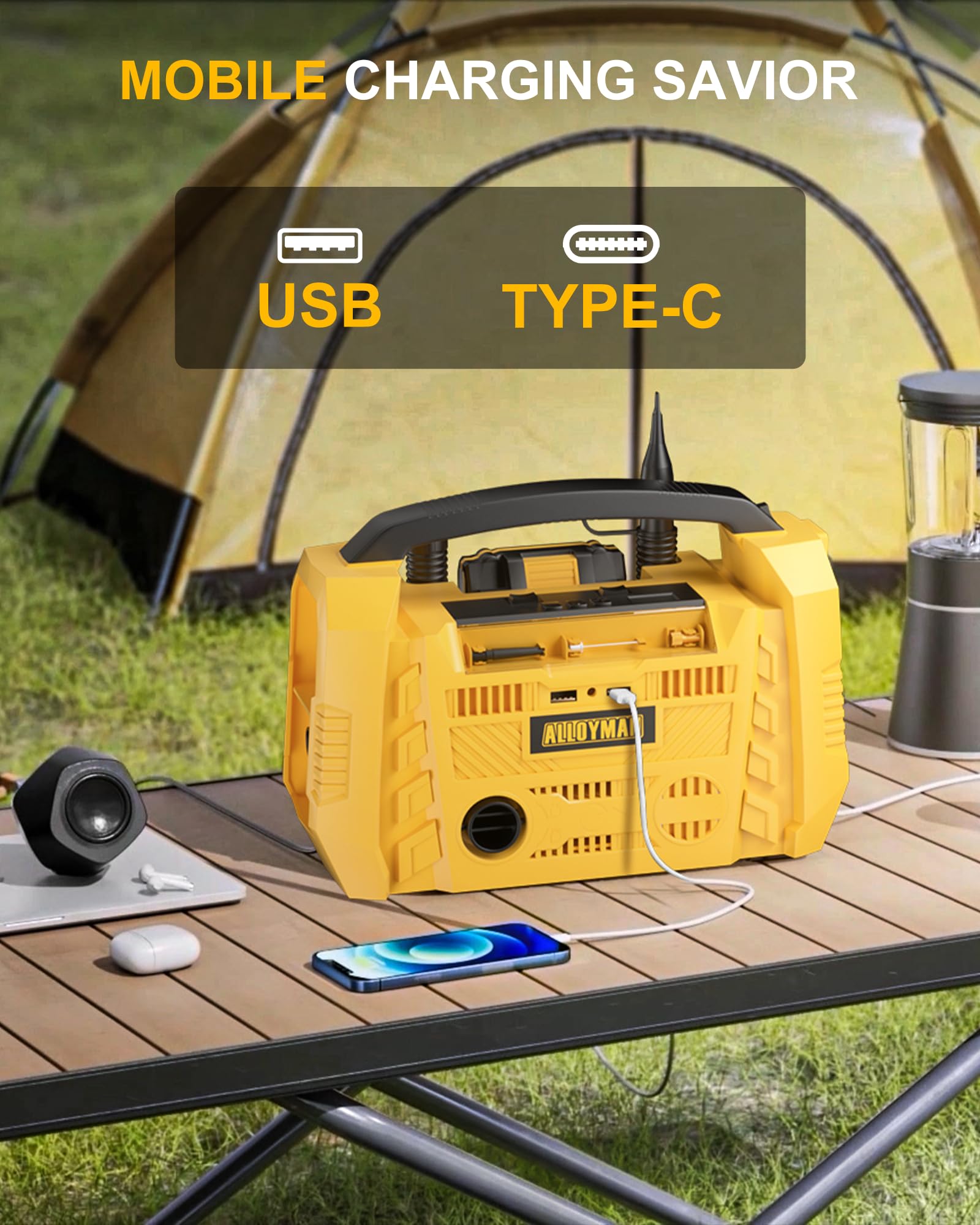 Snapklik.com : Alloyman Portable Cordless Tire Inflator Air Compressor ...