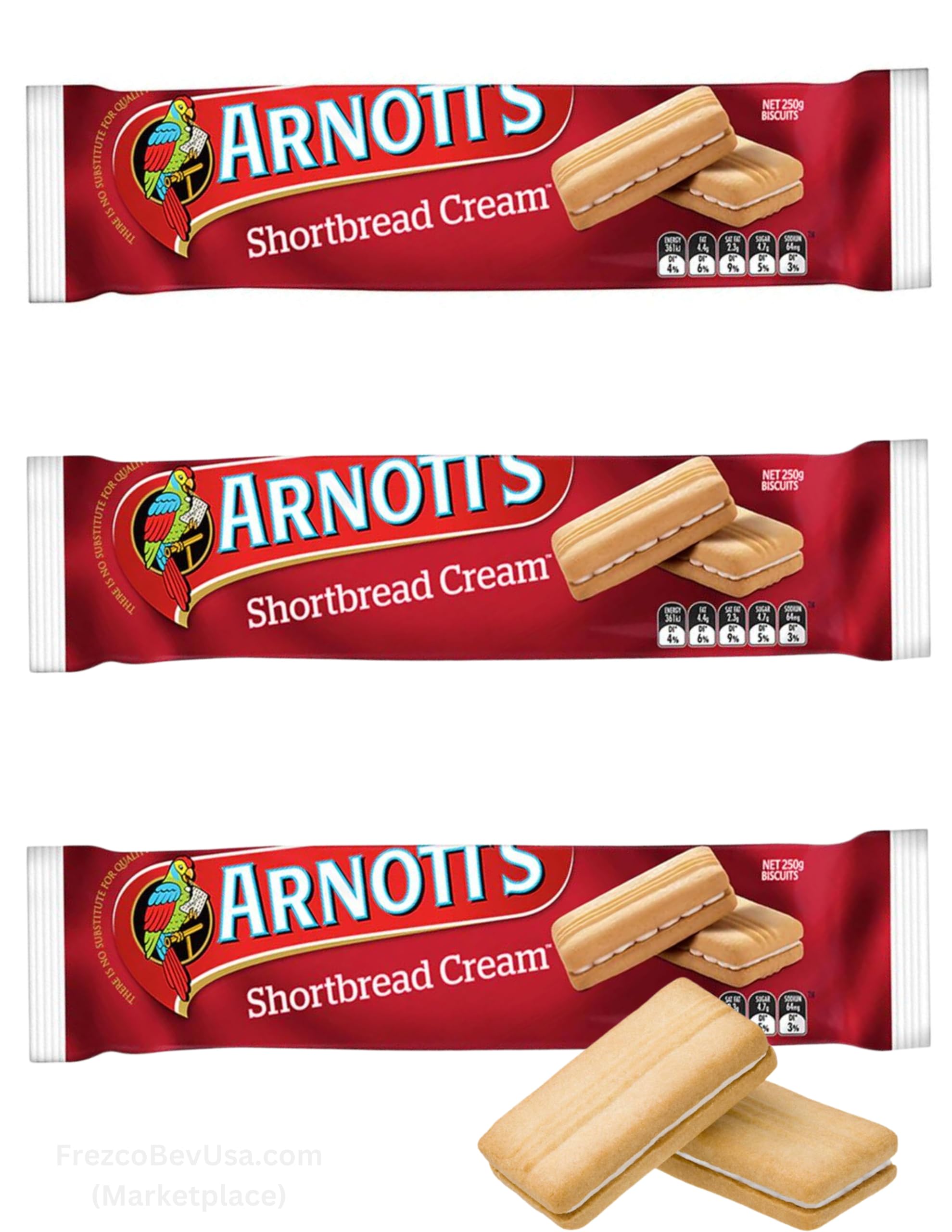 ARNOTT'S Family Favourites Arnott's Shortbread Biscuits Cream (Value Pack Of 3 x 250g EA) Deliciously Creamy and Buttery Aussie Made & Loved ...