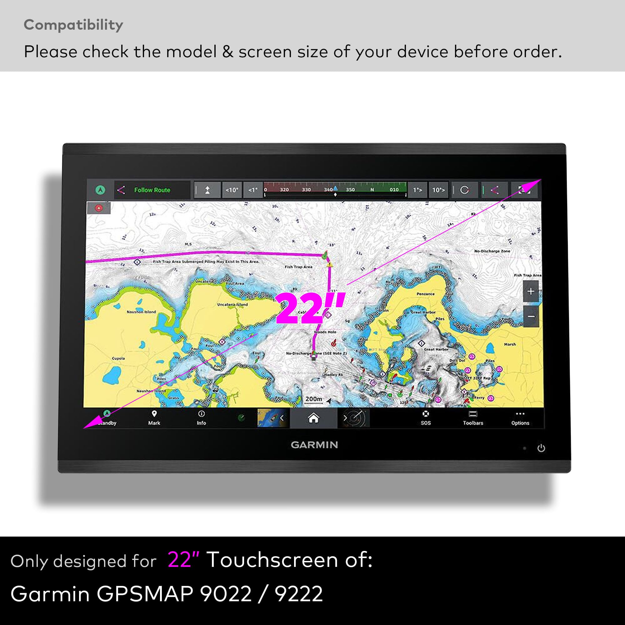 Folia ochronna ze szkła hartowanego do Garmin GPSMAP 9022/9222 Marine-Chartplotter 22-calowy ekran dotykowy 4K 9H ochrona przed zarysowaniami (HD Clear)