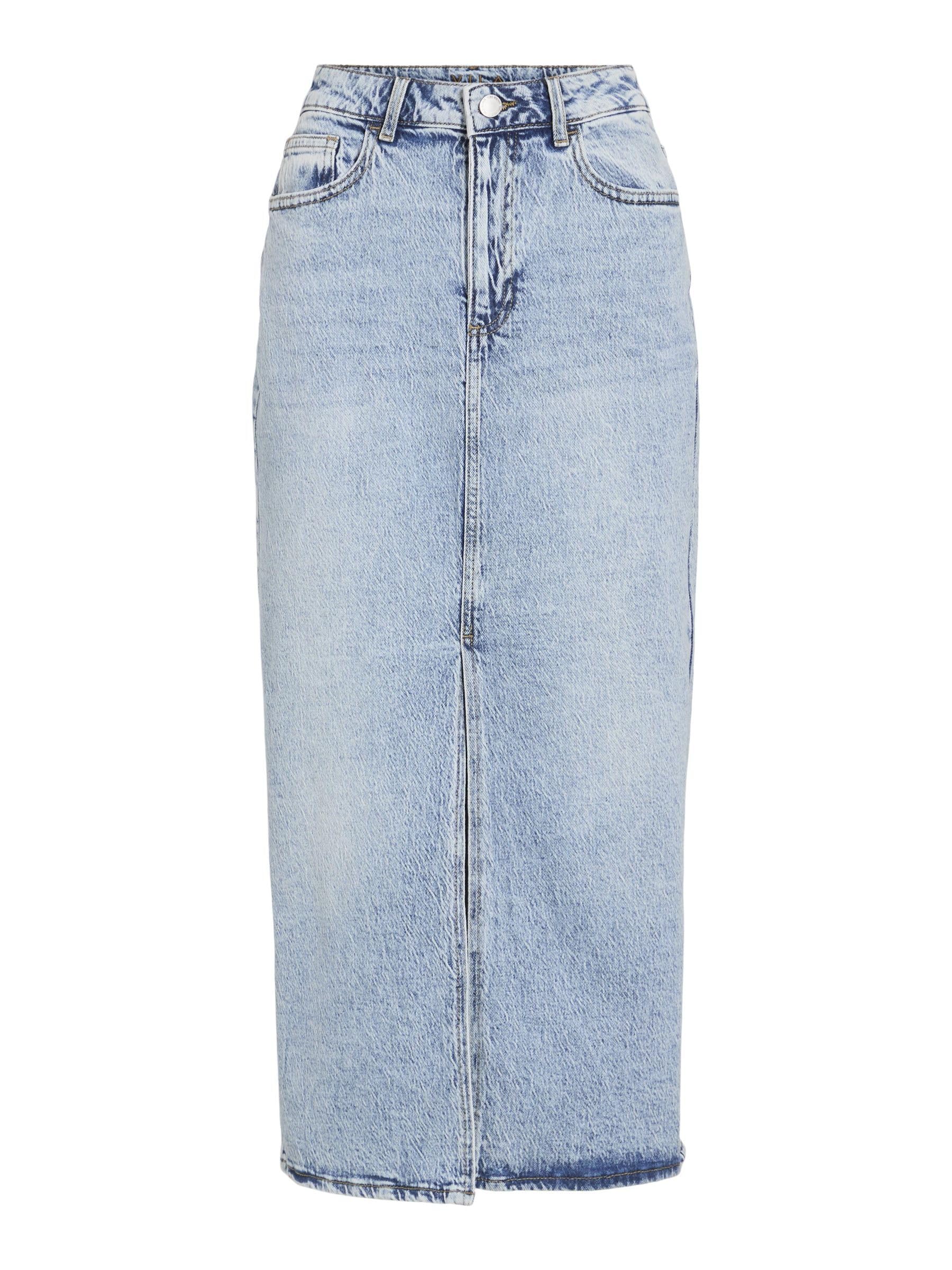 Vila Women's Light Blue (Light Blue Denim) Vijaf Hw Midi Denim Skirt-Noos, 12
