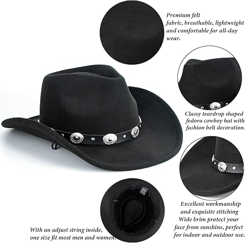 Miniatura 5 de Western Cowboy Cowgirl Hat for Kids Boys Girls Felt Fedora Hats (for Kids 3-6 Years)