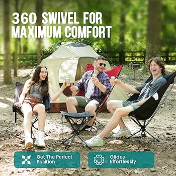 TCEK スウィベルポータブルチェア 360° Swivel Camping Chair – Portable Lightweight