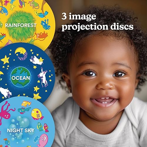 Miniatura 5 de MyBaby SoundSpa Lullaby - Proyector y máquina de sonido 2 en 1 con 8 sonidos relajantes, volumen ajustable, proyector de luz nocturna giratoria con