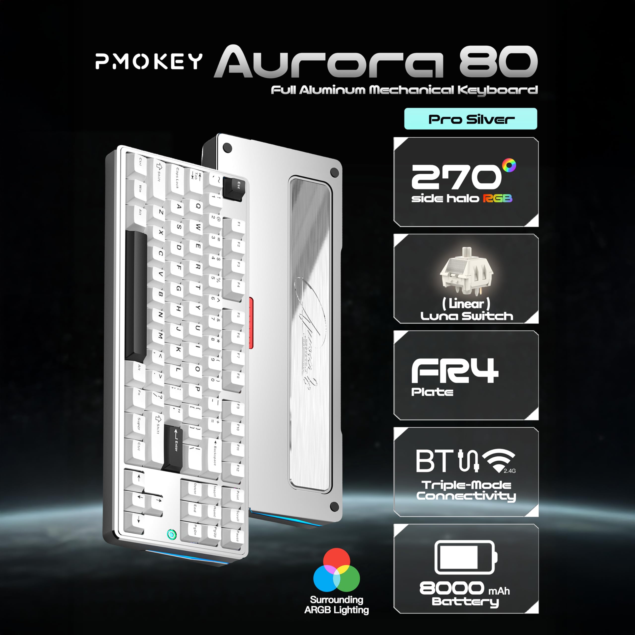 Amazon.com: PMOKEY Aurora 80 CNC Full Aluminum Wireless Mechanical