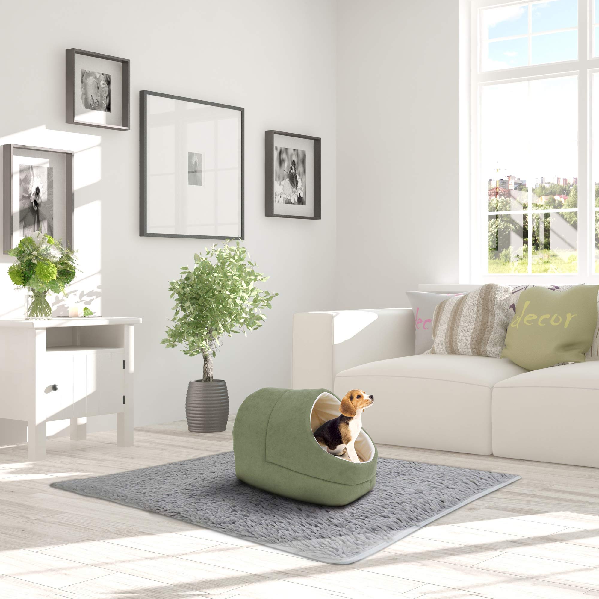 GOOPAWS - Cueva para gatos y cama cálida para gatos, escondite para mascotas, cueva para dormir (verde salvia-2)