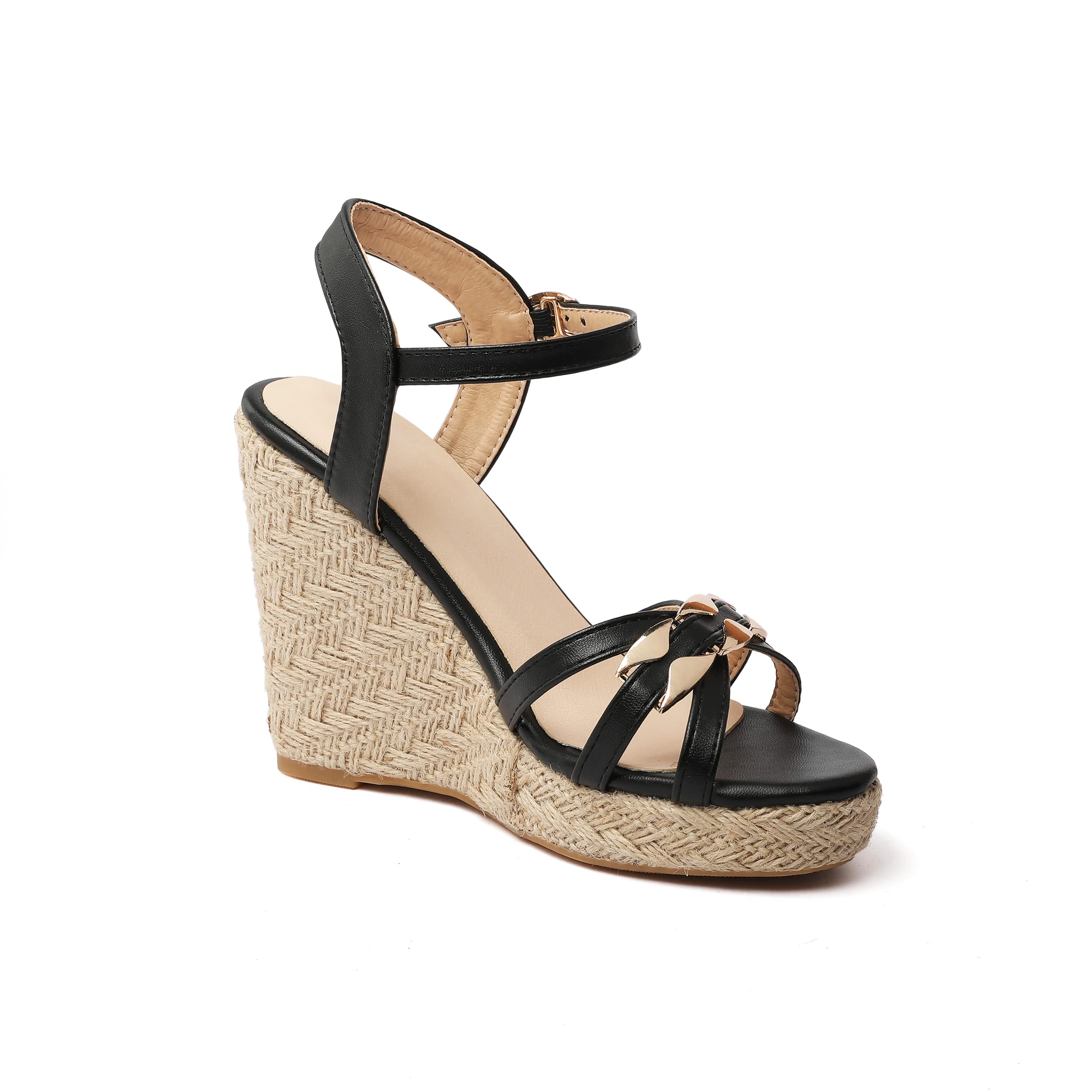 sintetico sexy peeptoe fibbia cinturino zeppa sandali donna tacco alto con 11 cm décolleté per le donne grandi dimensioni t33-502