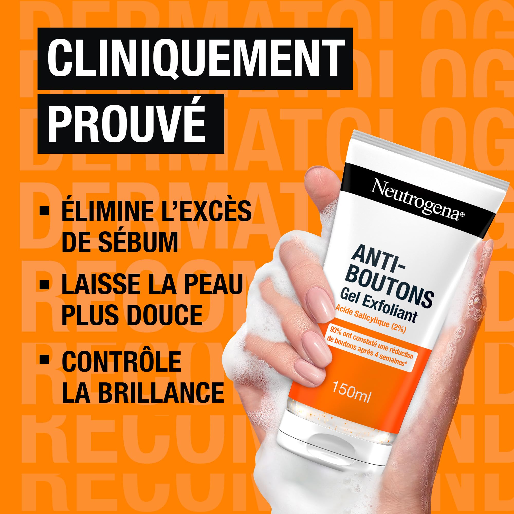 Neutrogena - Żel złuszczający przeciw pryszczom (tuba 150 ml) - Peeling do twarzy z kwasem salicylowym (2%) - 93% stwierdzono redukcję pryszczów po 4 tygodniach