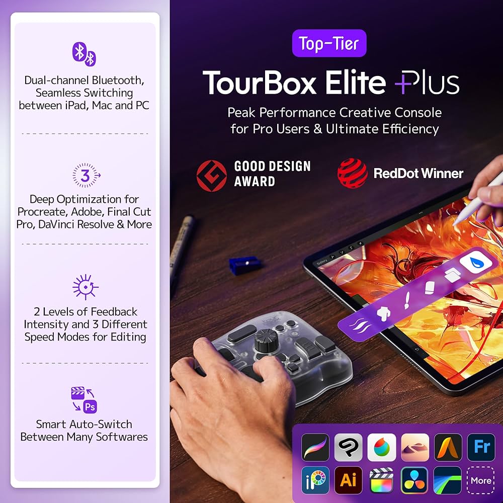 Amazon.com: TOUR BOX Elite Plus - iPad Drawing Bluetooth