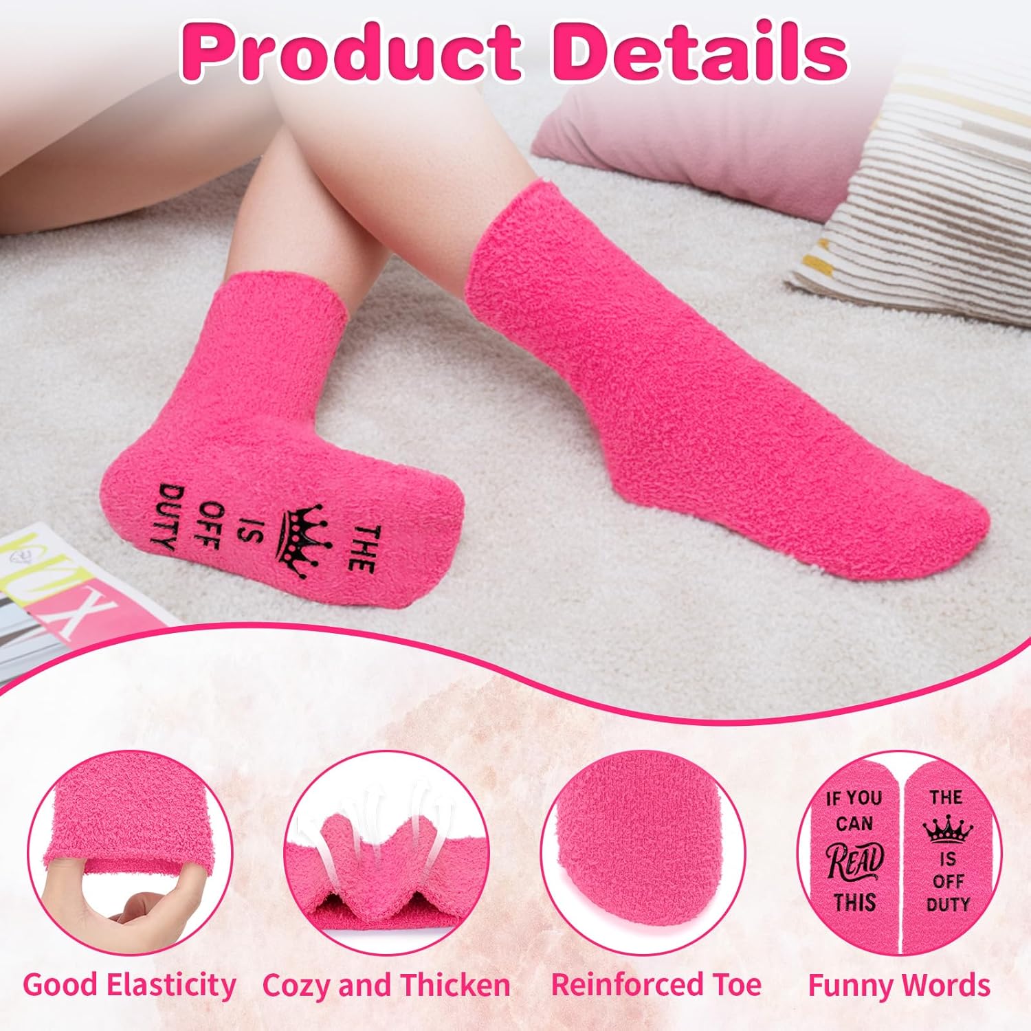 Retirement Gift for Woman Funny Fuzzy Socks Retirement Birthday Gag Gift for Mom Grandma Christmas Stocking Stuffer - Image 4