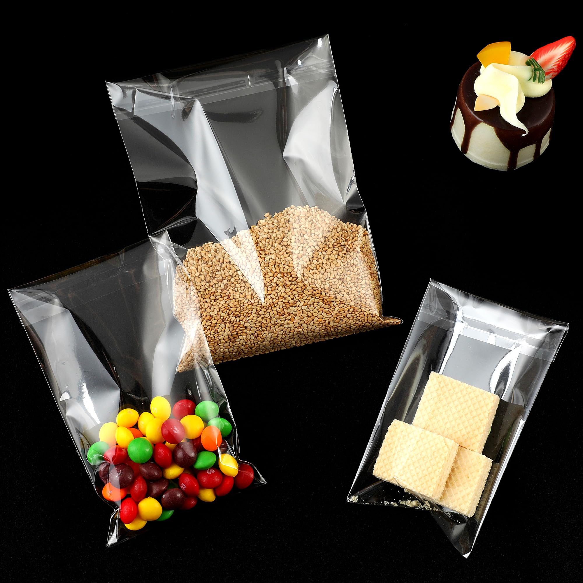 Bolsas de celofán autoadhesivas, bolsas de celofán transparentes resellables, bolsas de celofán autoadhesivas OPP para galletas, dulces, regalos, joyas, tarjetas A6-A10 (500, 2.7 x 4 pulgadas)