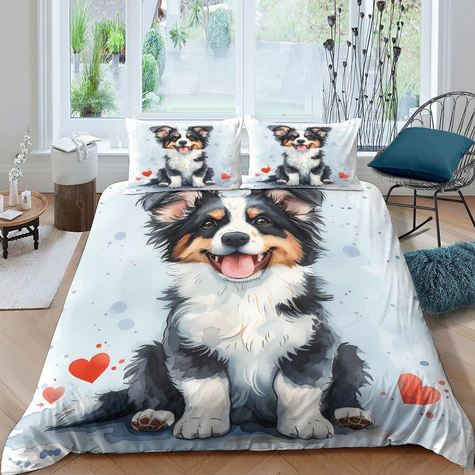 Ctjqhvkz Style-3 3D Printed Cute Dog Fitted Sheet Microfiber Soft Bedroom Decor Cartoon Puppy Mattress Cover For Home Guest Room Dorm Single（135X200cm）