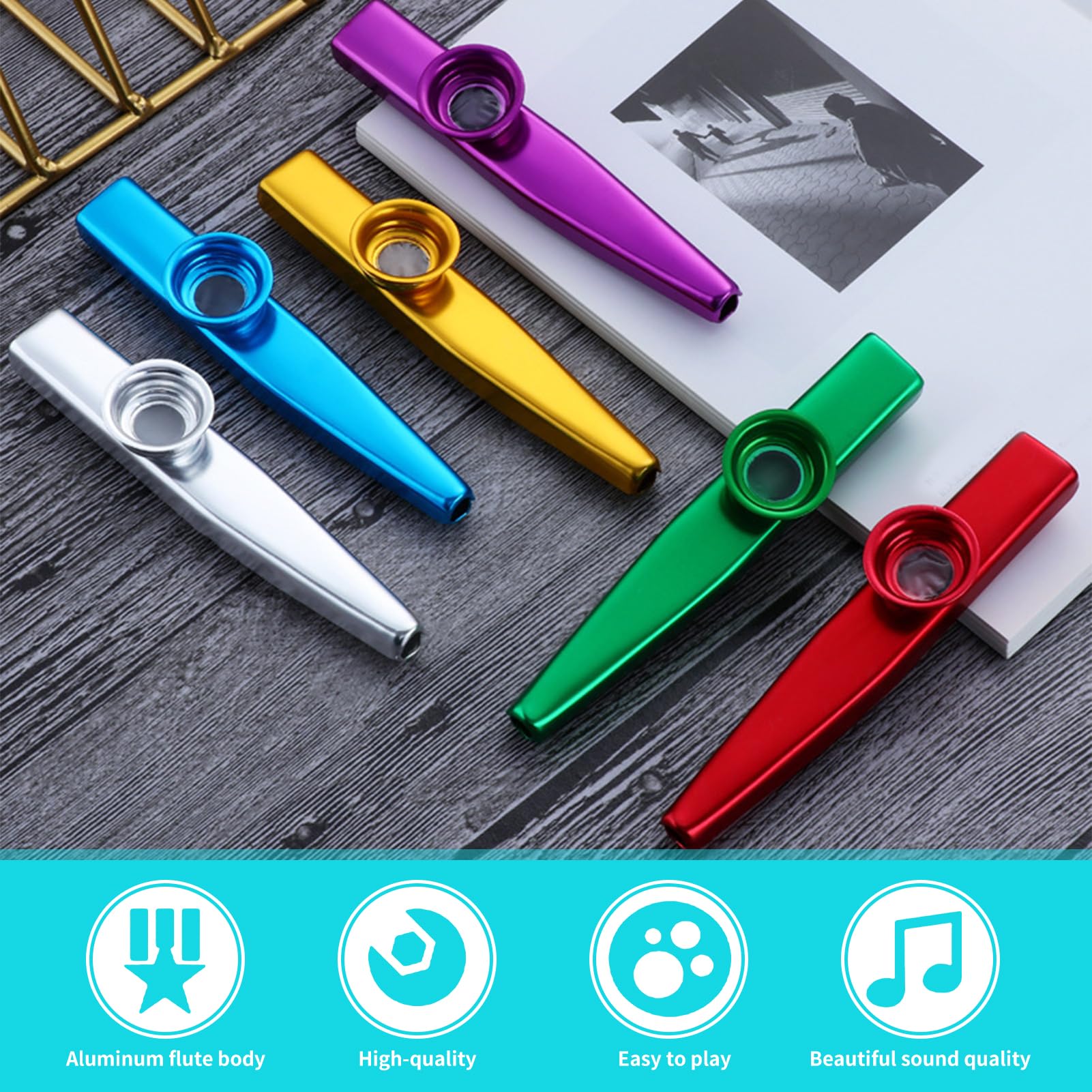 6Pcs Multipack Kazoo Musical Instruments for Kids Adult Aluminum Alloy Kazoo Sets Musical Instruments for Guitar Violin - Image 4