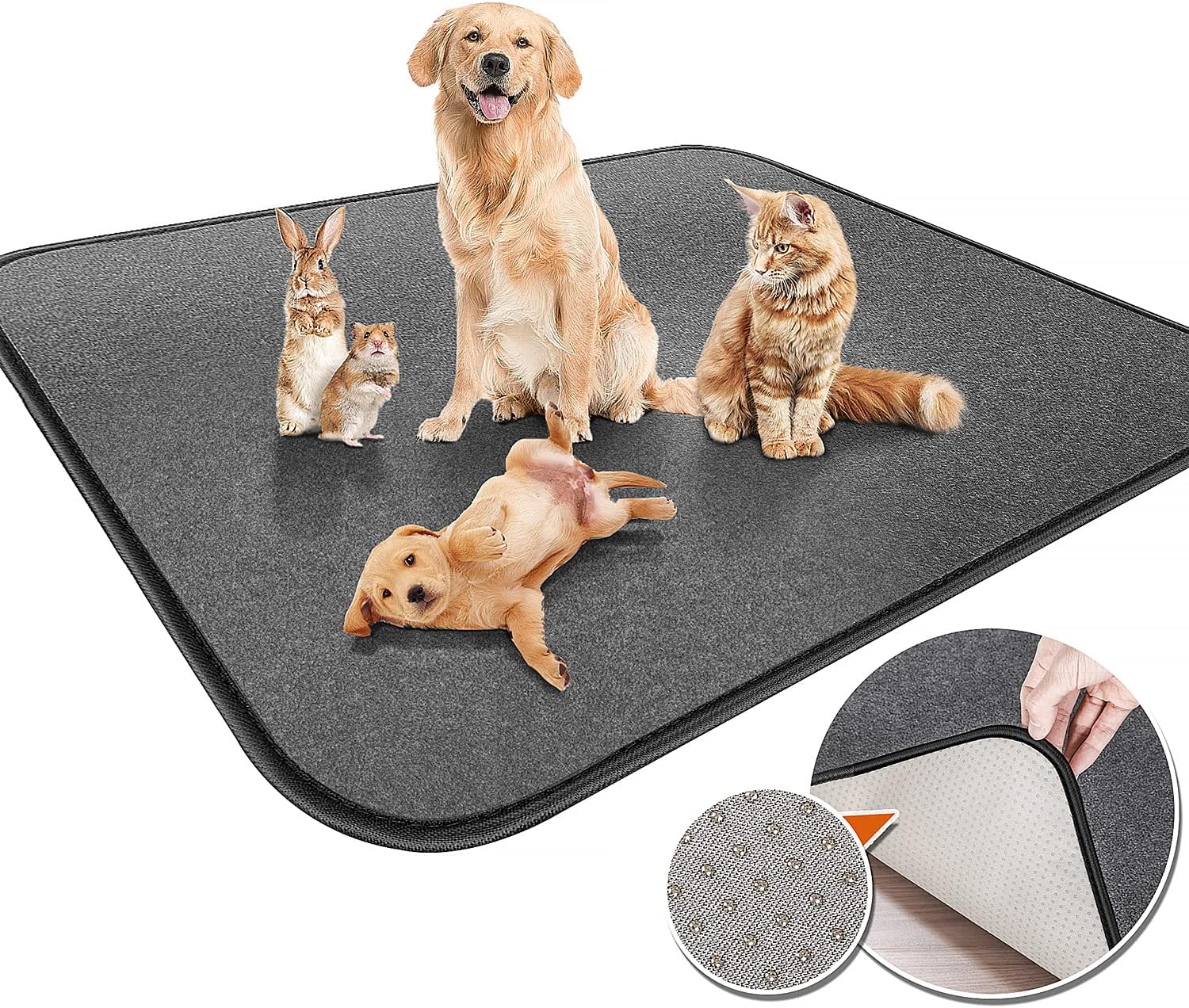 Gimars Washable Pee Pads for Dogs 72"x72" Upgrade Thicker 5 Layers Heavy Absorbency, Non Slip Quick Dry Waterproof Whelping Pads Reusable Dog Mats for Training Housebreaking for Playpen Crate Kennel
