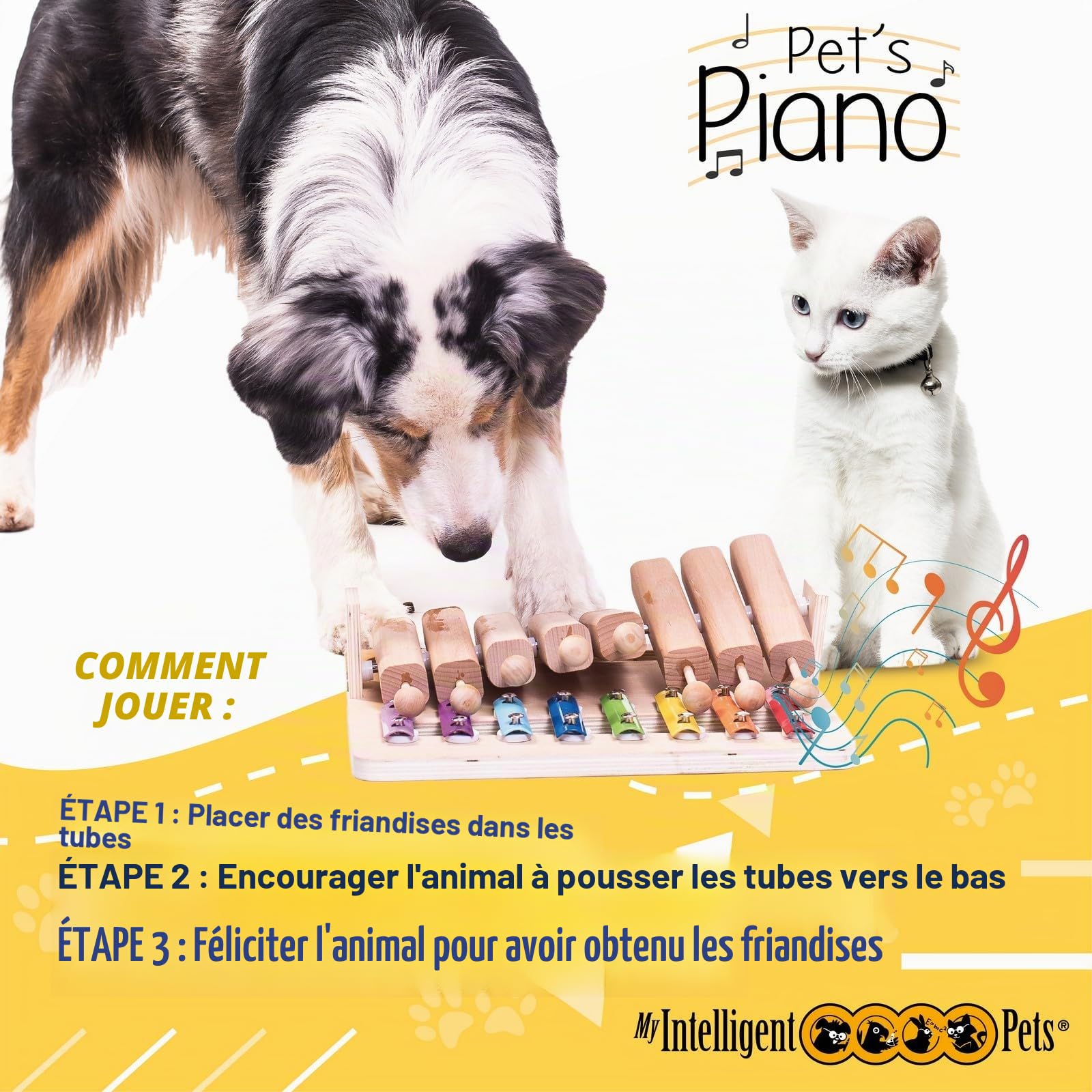 Jouet Chien Occupation – Jouet Interactif pour Chat et Chien - Jeu Intelligence pour Chiens, Jouet Chat Interactif pour Stimulation Mentale et Antiennui - Piano