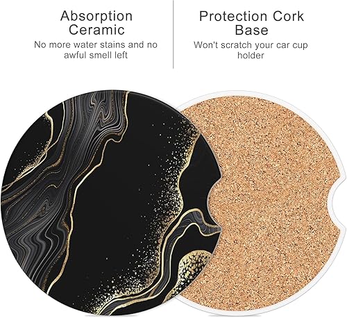 Miniatura 3 de Portavasos para automóvil, posavasos para portavasos de automóvil, paquete de 4 unidades, insertos antideslizantes universales de cerámica