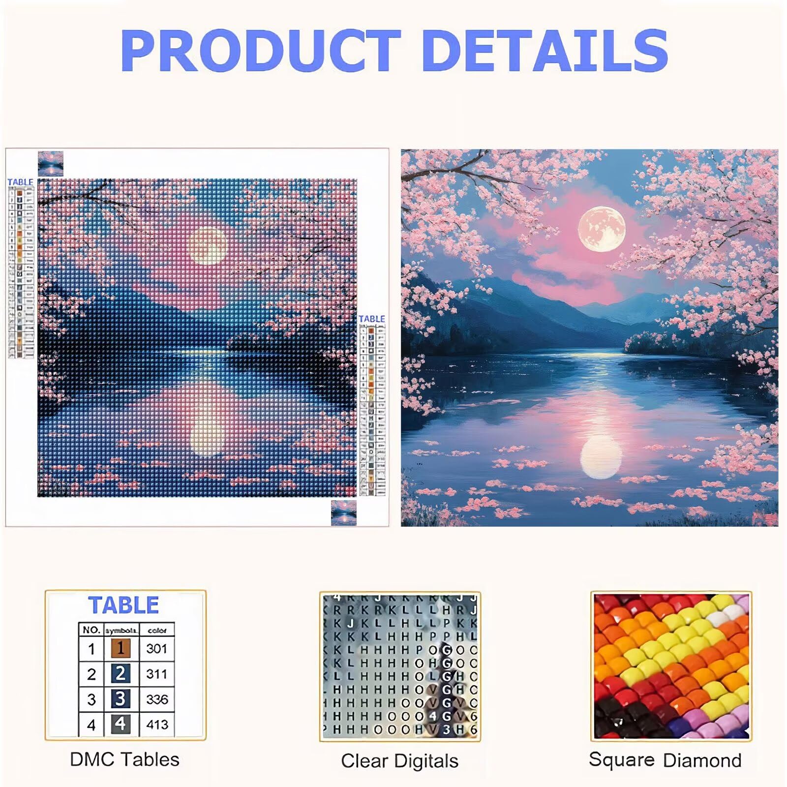 Broderie Diamant Kit Complet 5D, Japon Diamond Painting Adulte Plein Foret, Peinture Diamant pour Enfant Débutant, Loisirs Créatifs de Détente et Décoration Maison, Vue sur la mer 70x70cm FX#1070