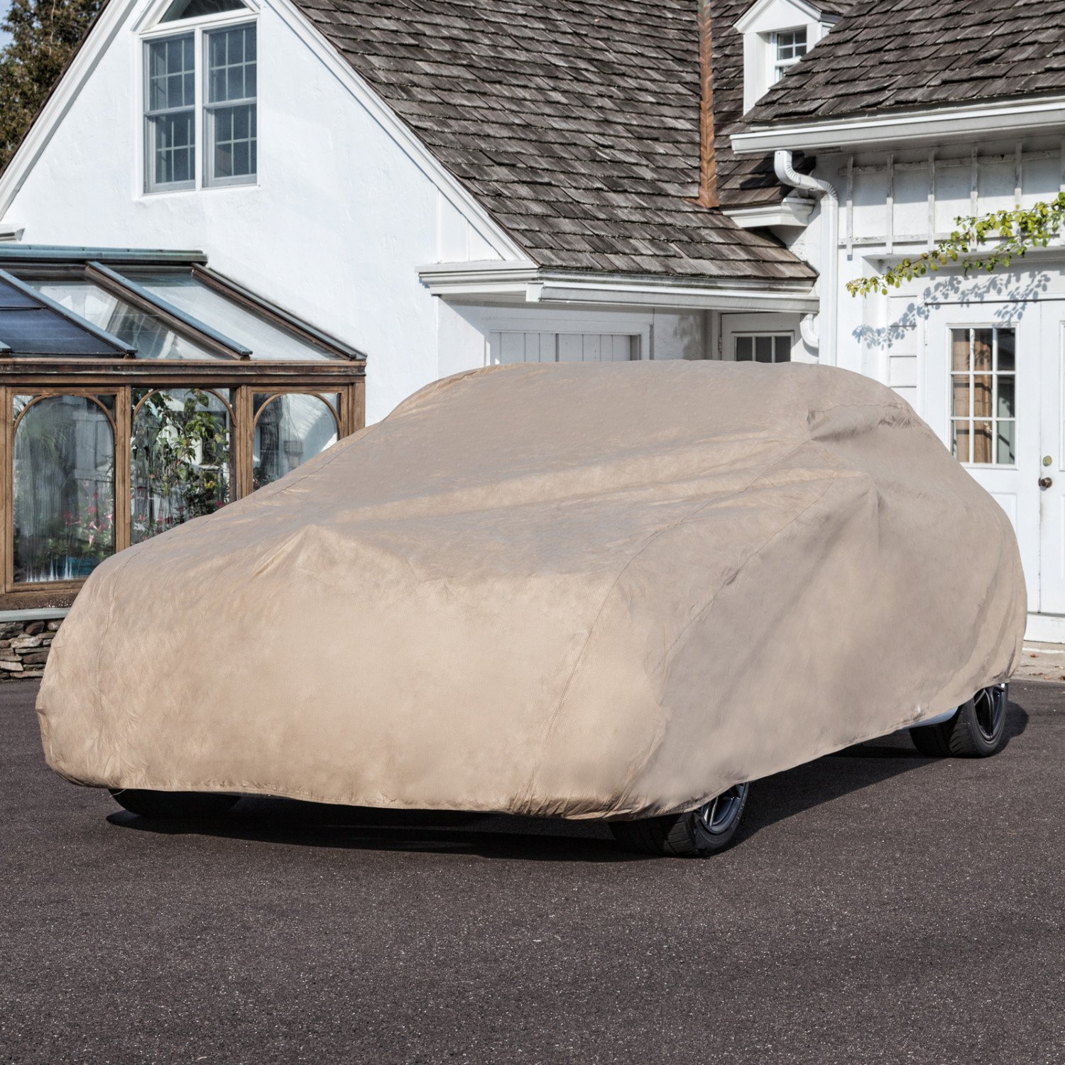 Budge Rain Barrier Car Cover Fits Sedans up to 168 Long Waterproof Breathable Tan RSD-3 — view 6