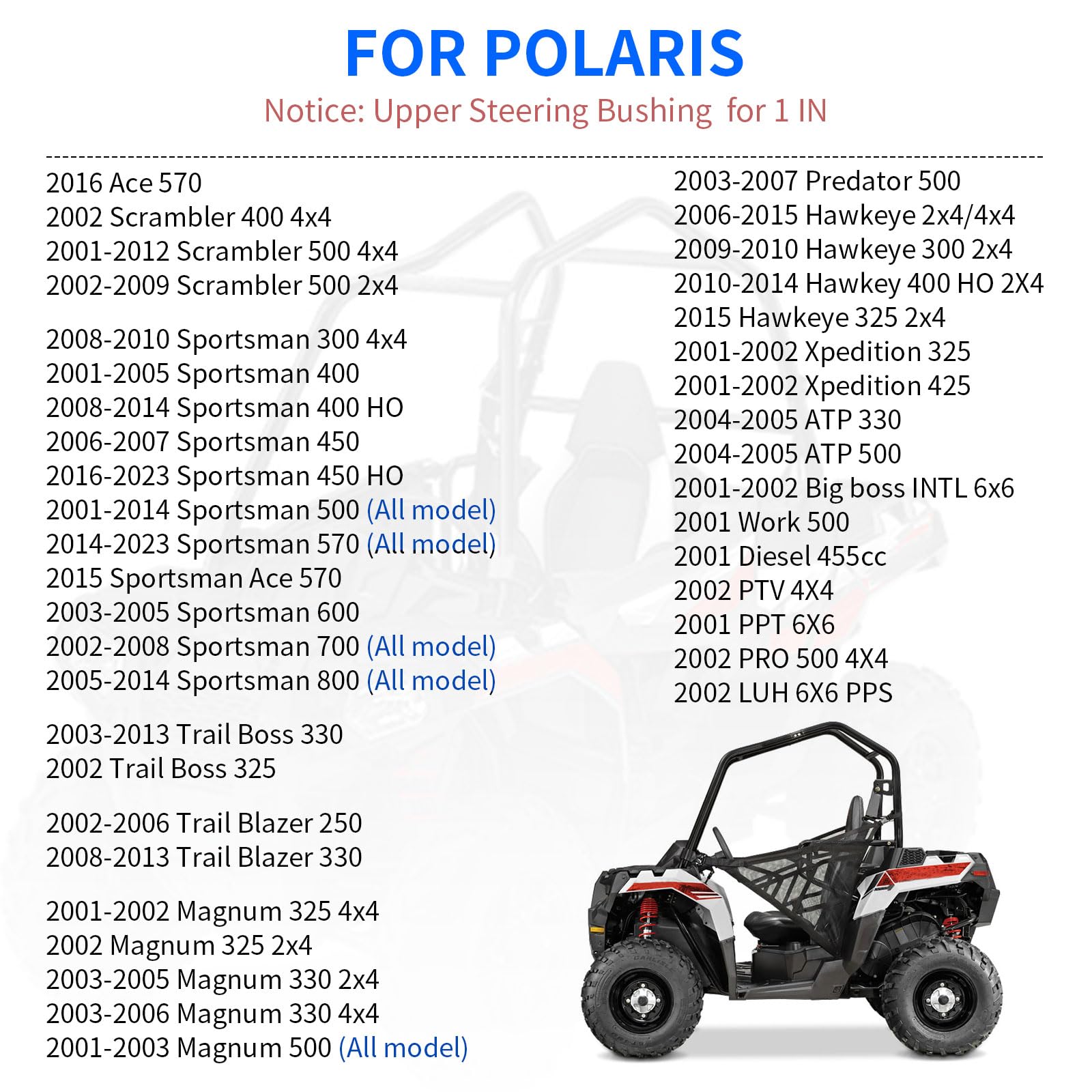Boccola Sterzo Superiore Per Polaris - Numero Parte 5439731, Compatibile Con Sportsman E RZR
