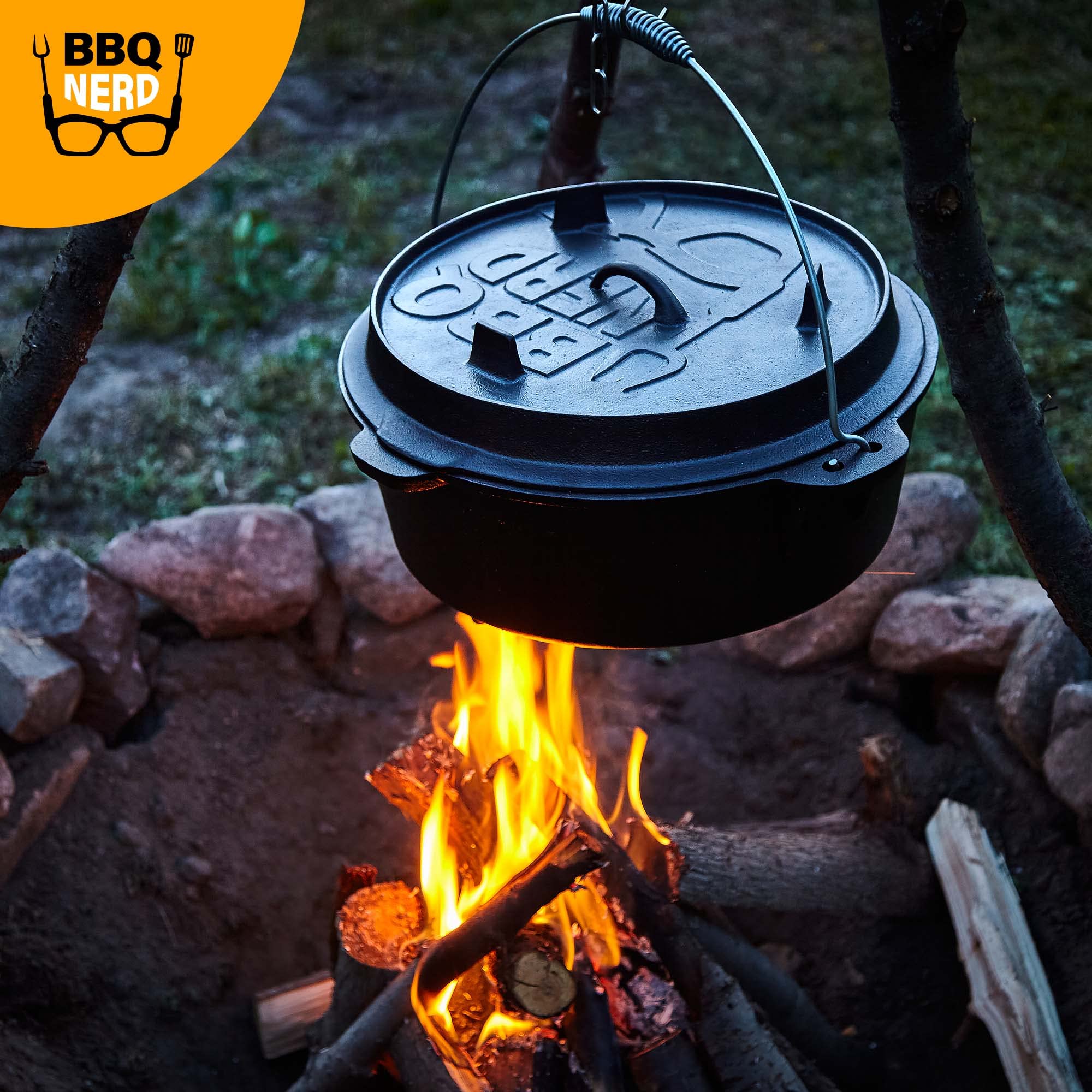 Dutch Oven Starter 3,1L En Fonte Pré-saisonné Avec Pieds Et Couvercle - BBQ-Nerd Idéal Camping & Barbecue