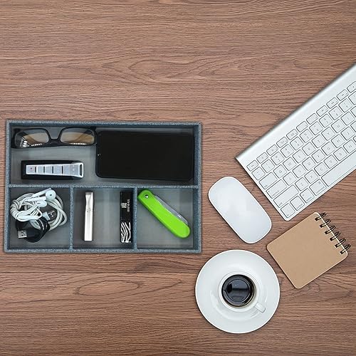 Miniatura 5 de Organizador de almacenamiento de escritorio, mesita de noche o estante de almacenamiento, bandeja de cuero, bandeja de valet, organizador de