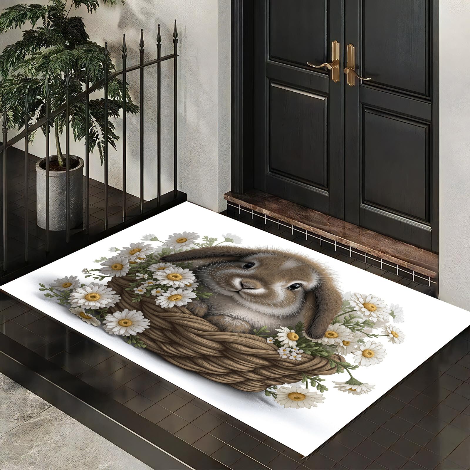 Tapis entrée intérieur Daisy Bunny brun idéal pour couloir et chambre