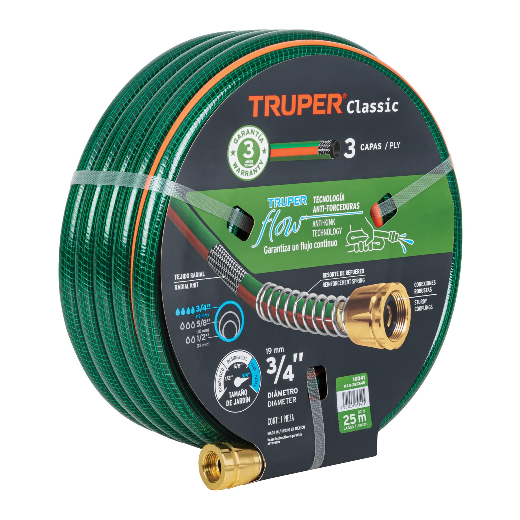( similar) Truper 3/4" Reinforced Hose, 25m, Brass Fittings, PVC, High Pressure Resistant, Radial Fabric Reinforcement