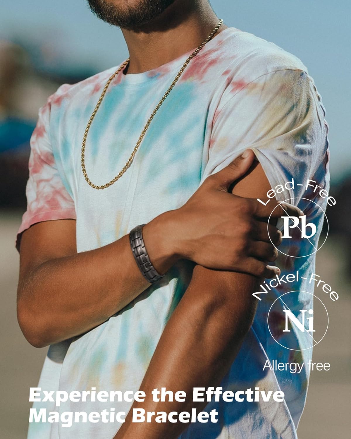 Titanium Steel Magnetic Bracelets For Men,4 Element Double Ro Strength Magnets Wristband Magnetic Brazaletes With Free Links Removal Tool Jewelry Gift Box - View #4