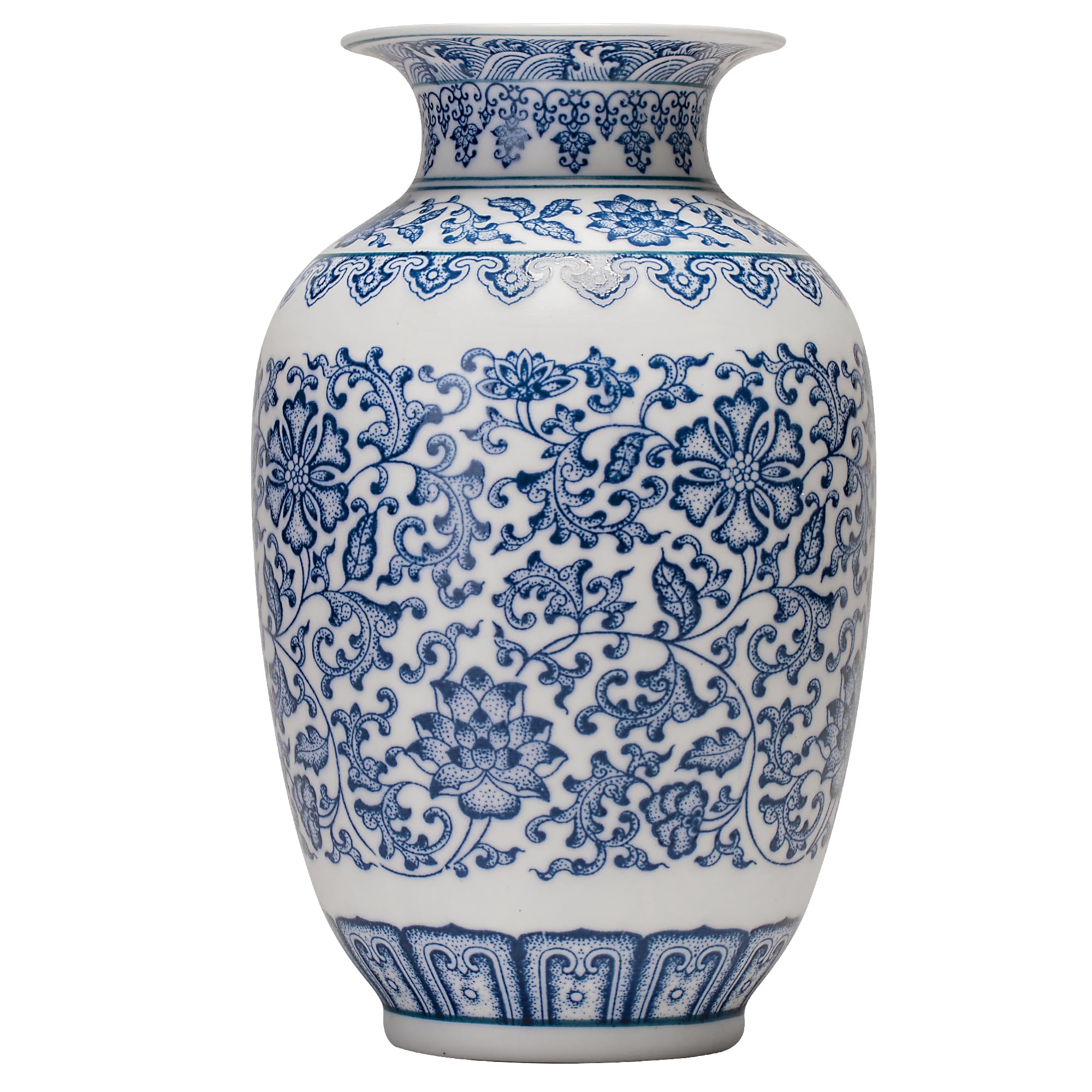 Chinoiserie Vintage orientalische Vase aus Keramik, handgefertigt, rustikale Blumendekoration für Zuhause, Büro, Bücherregal, Tisch (unglasiert)
