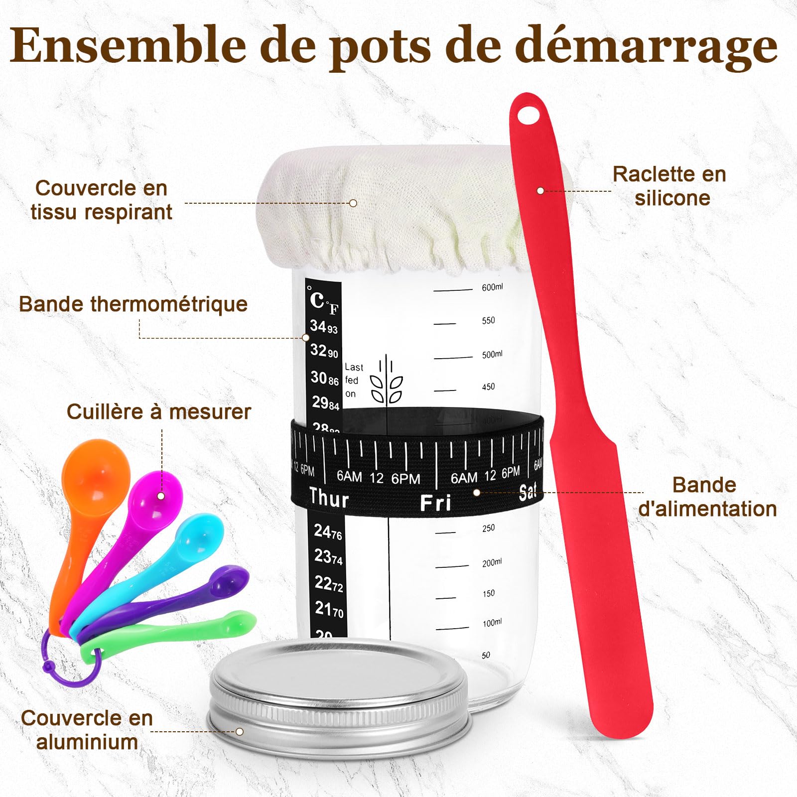 SHANNA Banneton Pour Pain, Kit Boulangerie Levain 15 Pièces, Corbeille a Pain en Rotin Naturel Rond et Ovale, Panier Fermentation Pain set Adapté aux DéButants et Professionnels (15PCS)